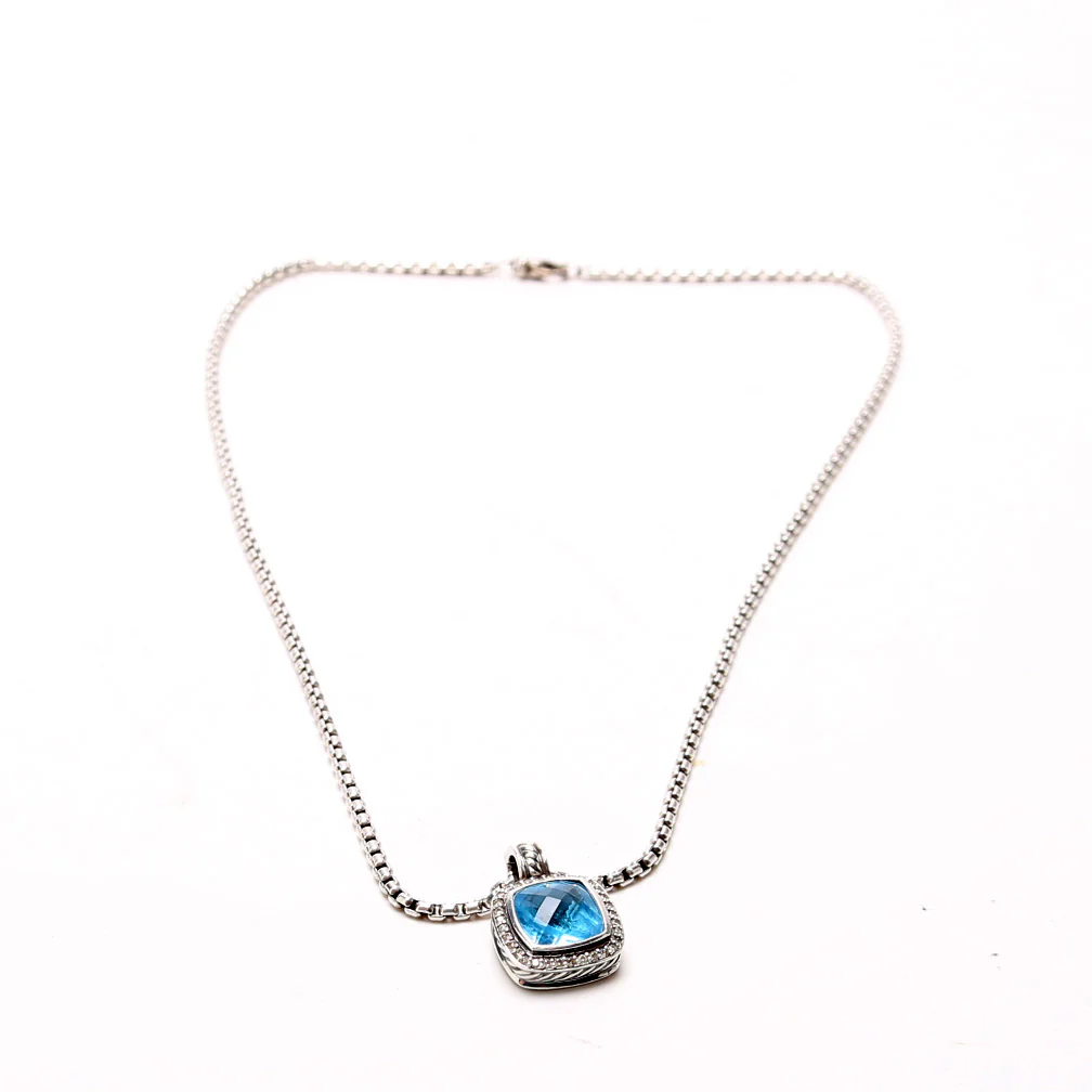Petite Albion Pendant 925/Topaz/Diamonds Necklace - Image 3