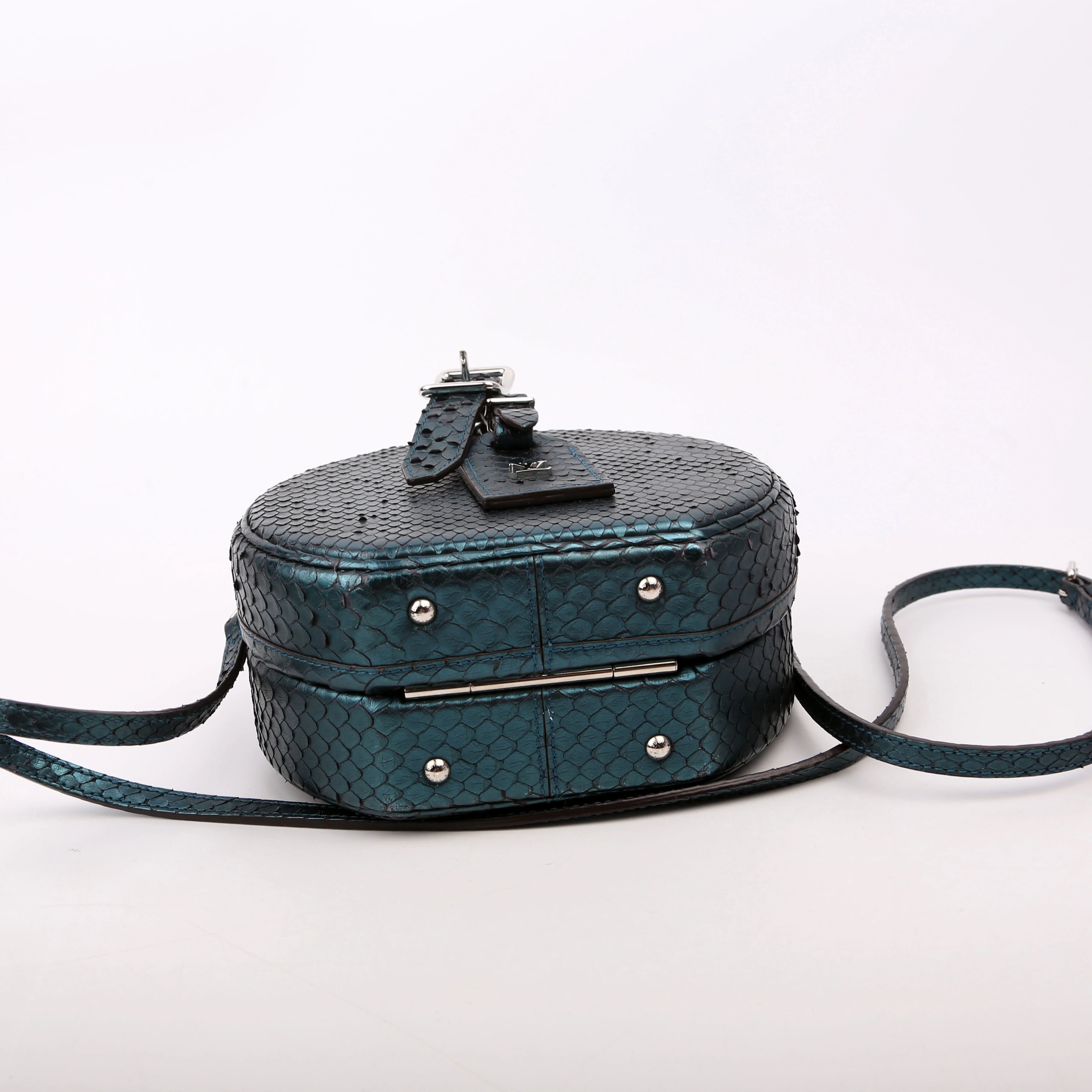 Petite Boite Chapeau Snakeskin Teal - Image 4