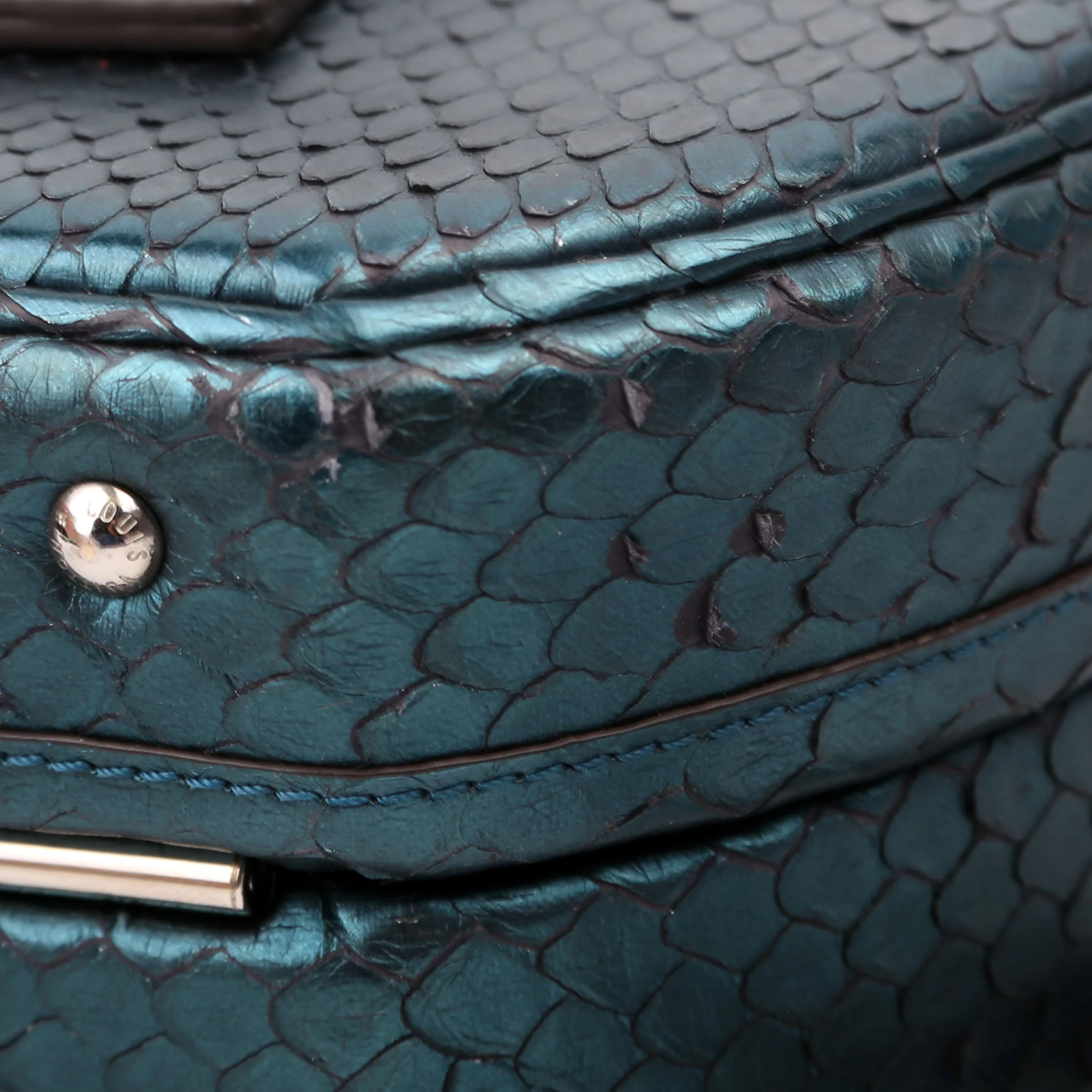 Petite Boite Chapeau Snakeskin Teal - Image 6