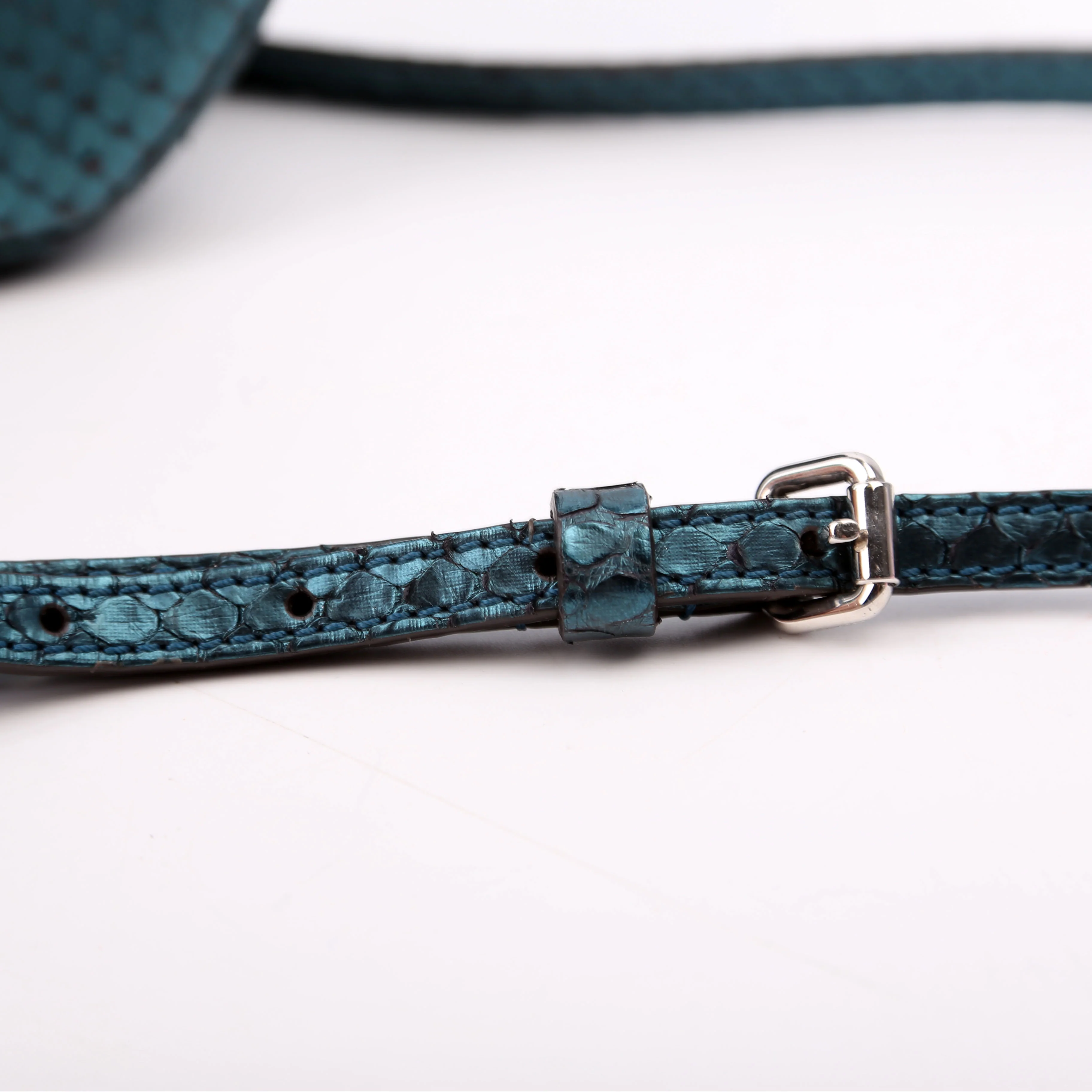 Petite Boite Chapeau Snakeskin Teal - Image 9