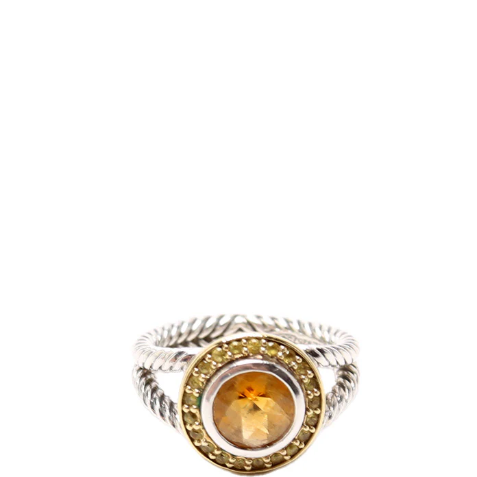 Petite Cerise 925/750/Citrine/Sapphire Ring Size 8