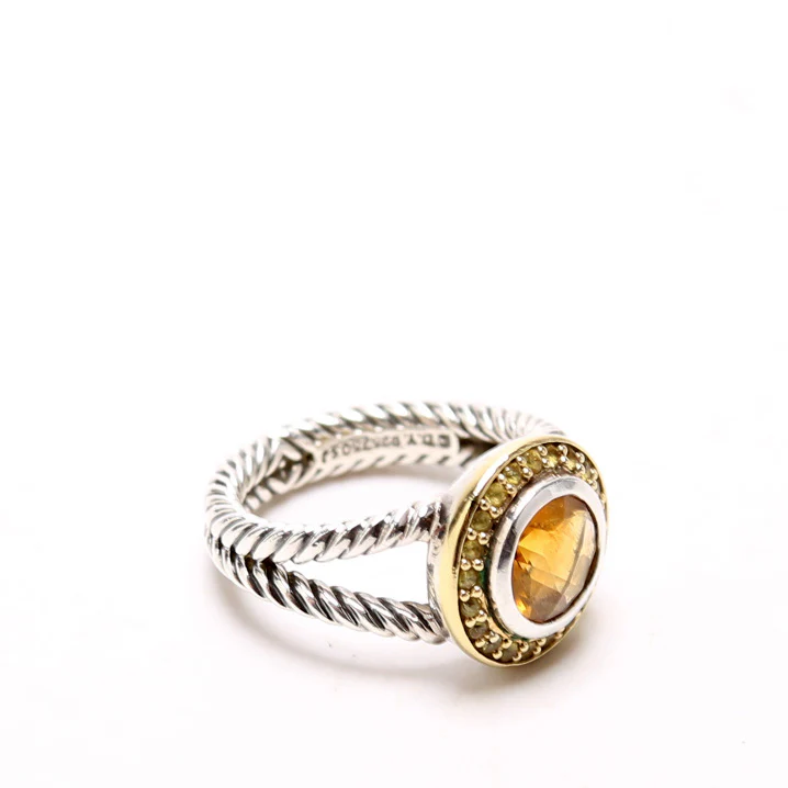 Petite Cerise 925/750/Citrine/Sapphire Ring Size 8 - Image 2