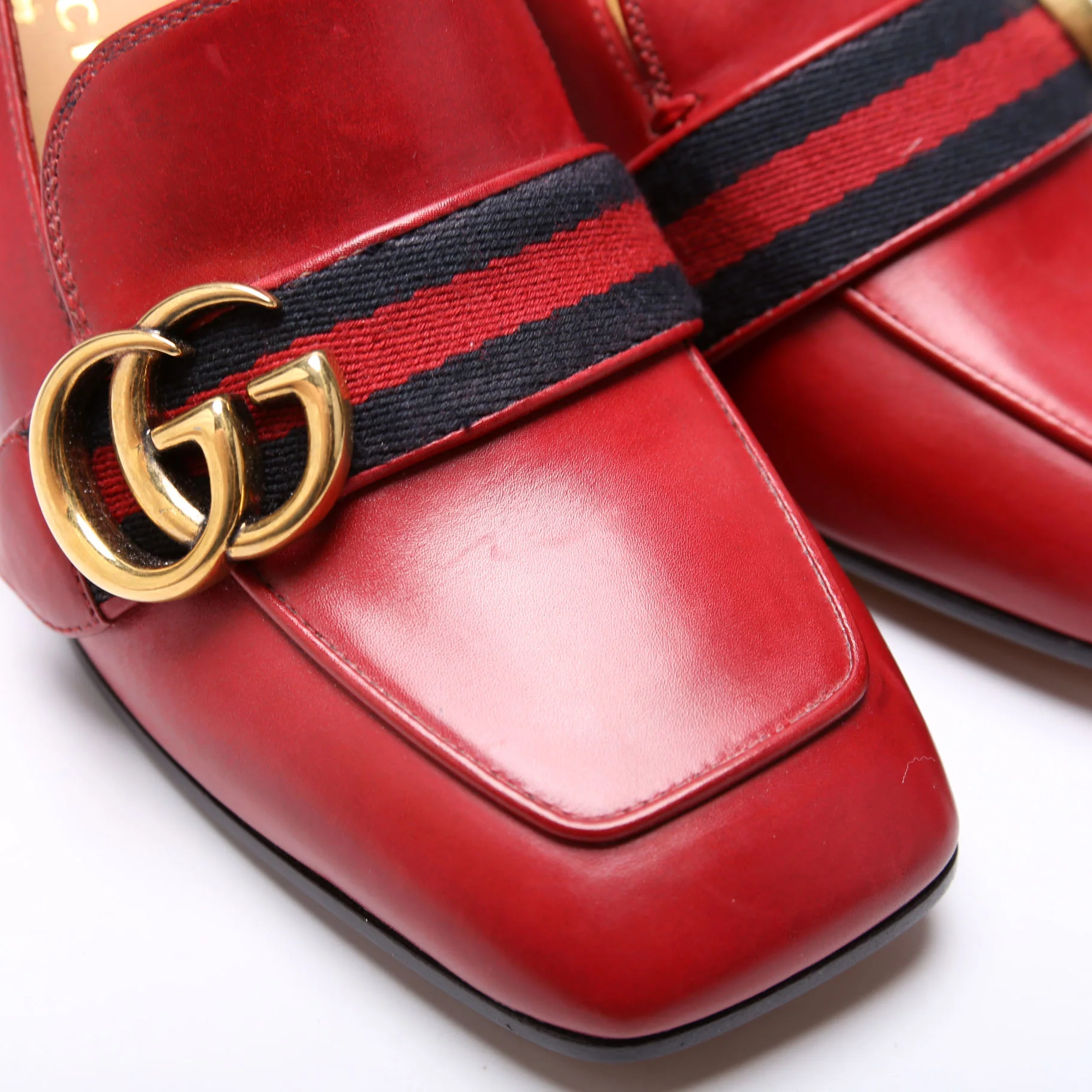 Peyton Web Loafer Pumps Size 35.5 Red - Image 5
