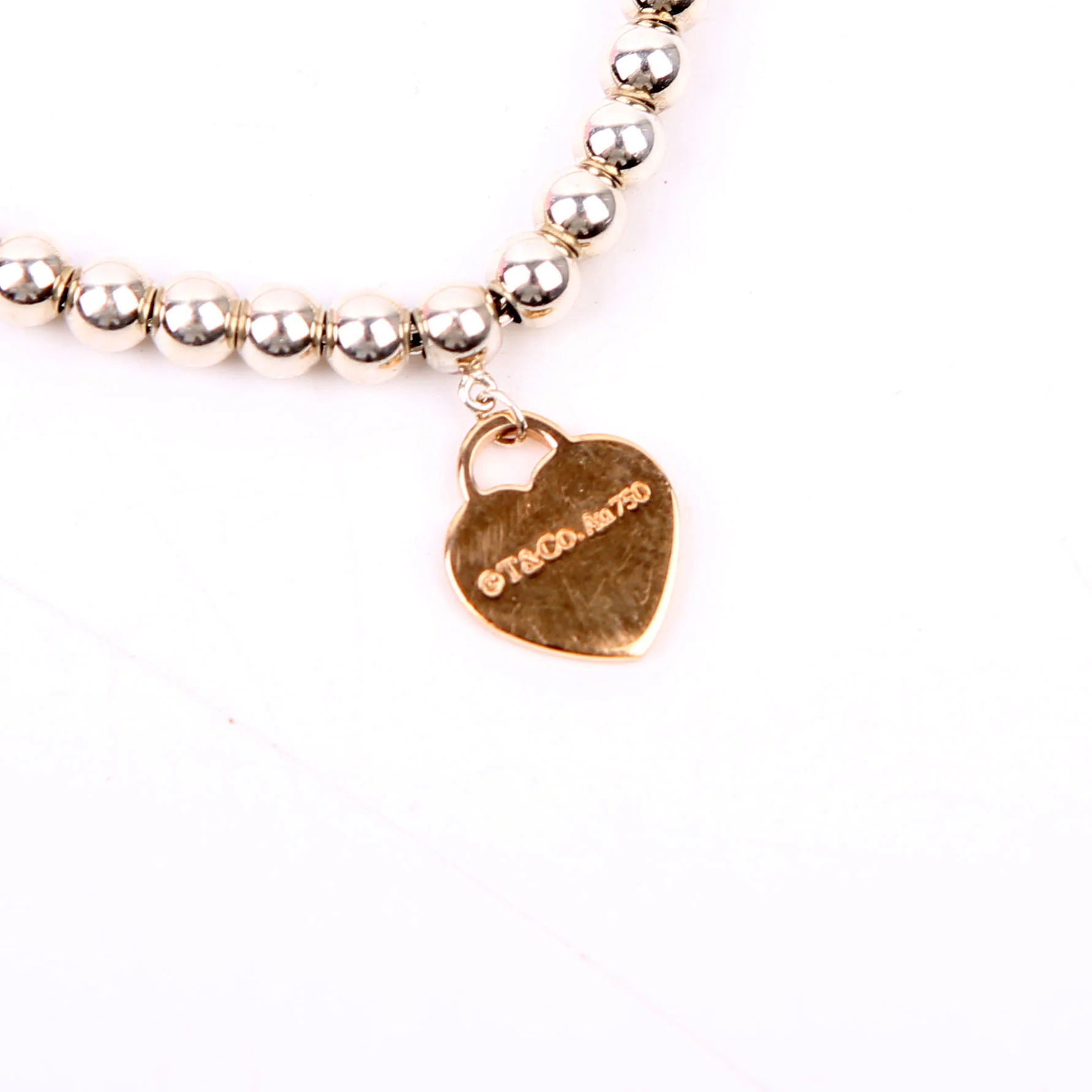 Please Return Bead Mini Heart 925/750 Bracelet Silver/Gold - Image 4