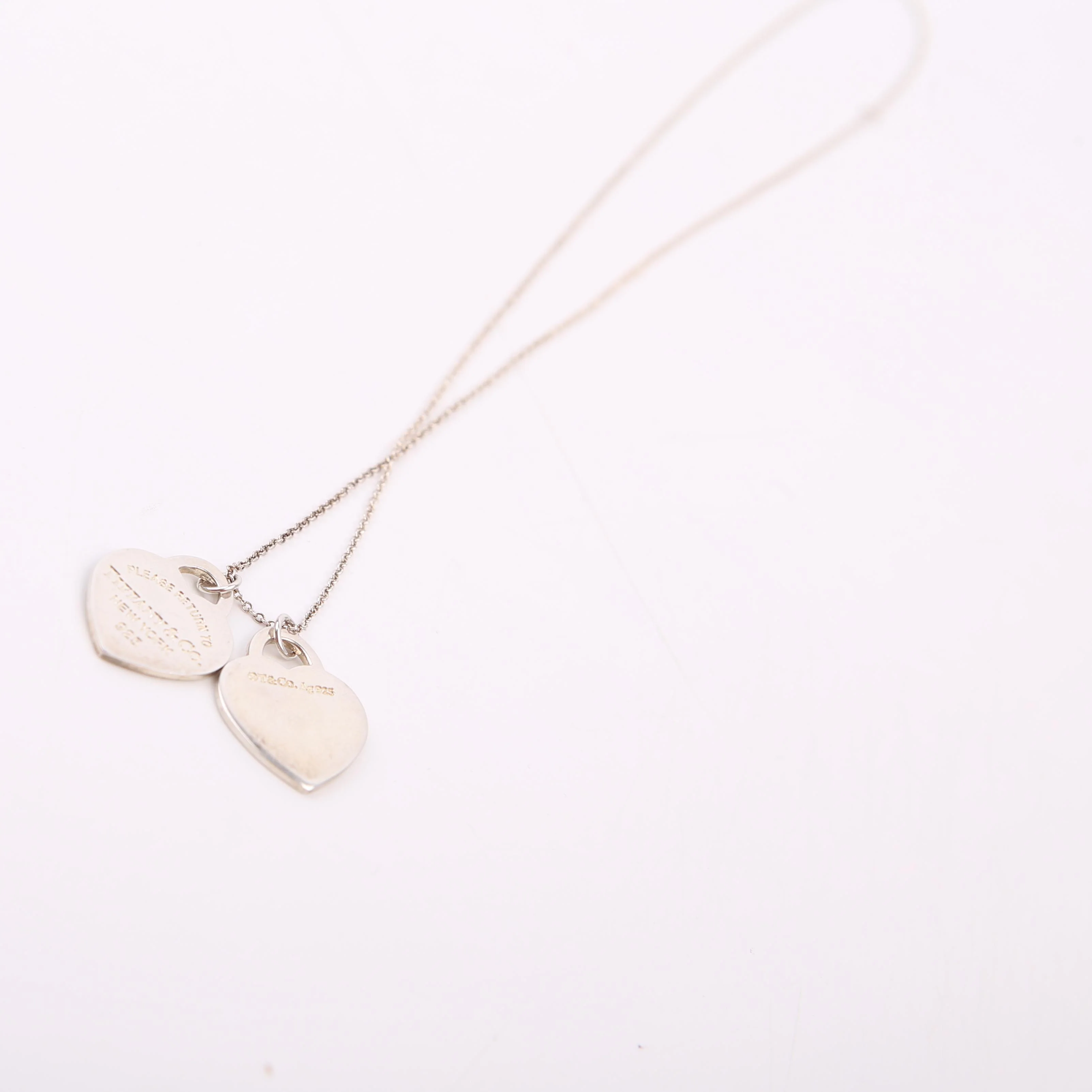 Please Return Double Heart Enamel Necklace 925 - Image 2