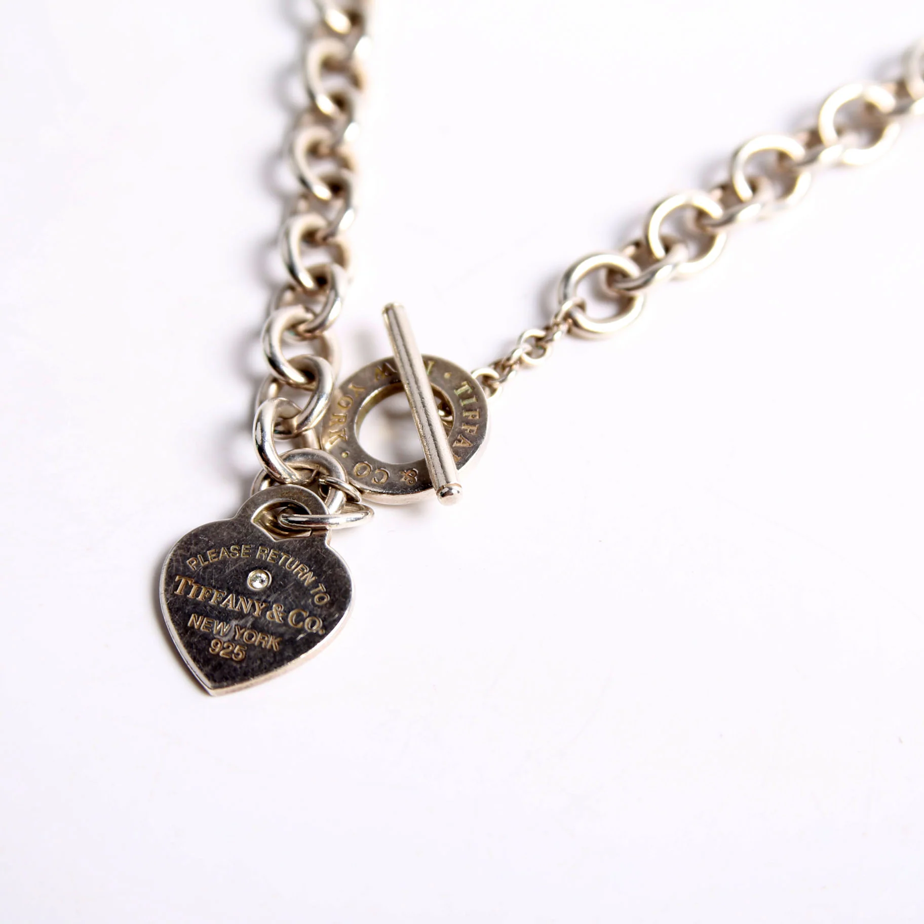 Please Return Heart Toggle Choker W/ Diamonds 925 - Image 3