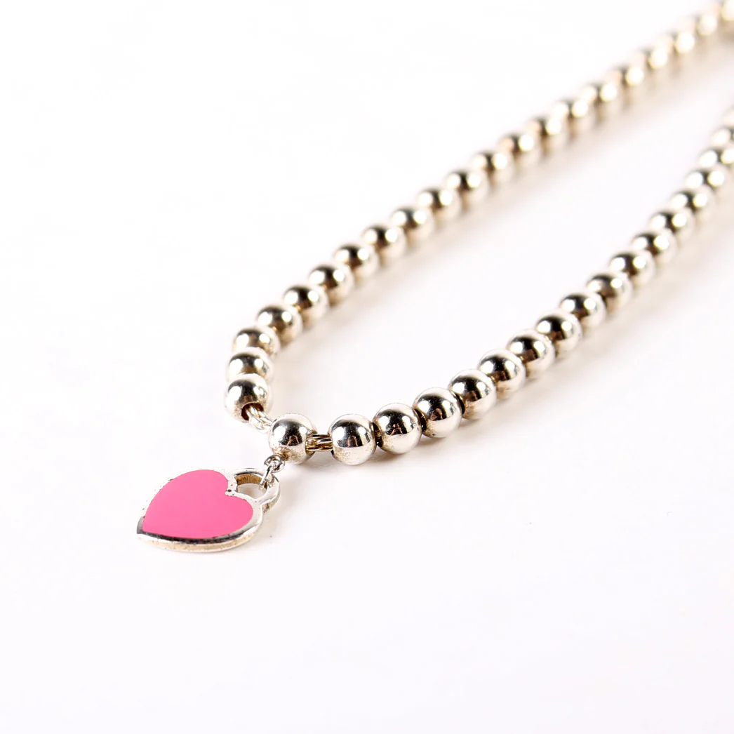Please Return To Mini Enamel Heart Bead Chain Bracelet 925 - Image 5