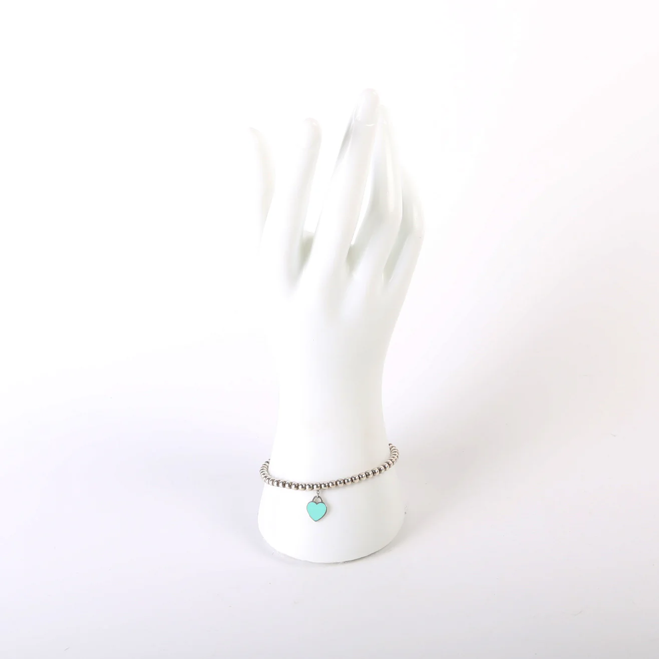 Please Return To Mini Enamel Heart Bead Chain Bracelet 925 Teal - Image 8