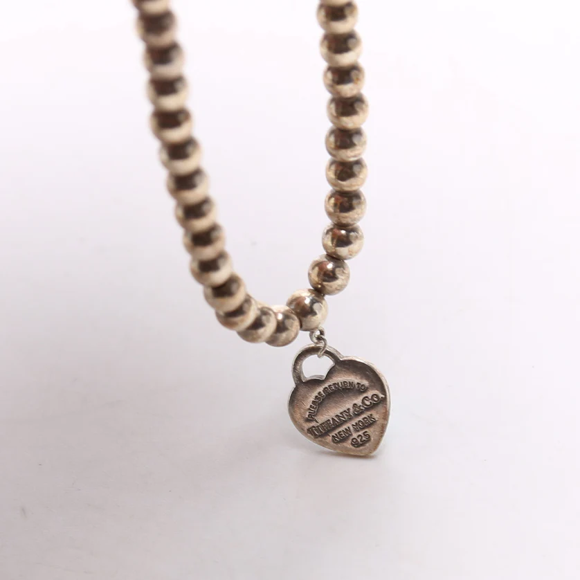 Please Return To Mini Enamel Heart Bead Chain Bracelet 925 - Image 4