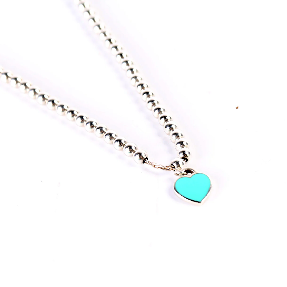 Please Return To Mini Enamel Heart With Diamond Bead Chain Bracelet 925/Teal - Image 6