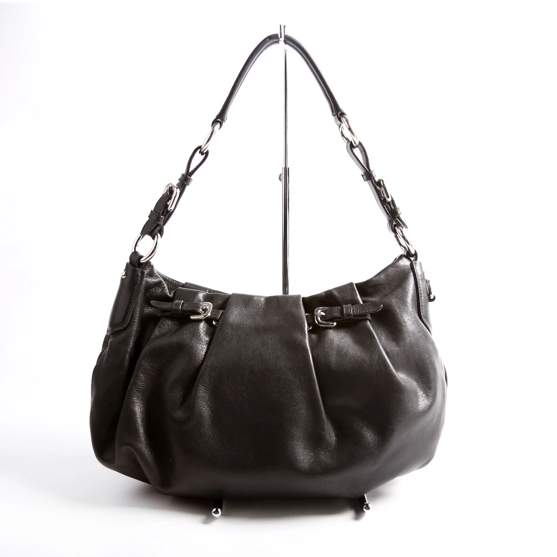Pleated Soft Calfskin Hobo Black - Image 2