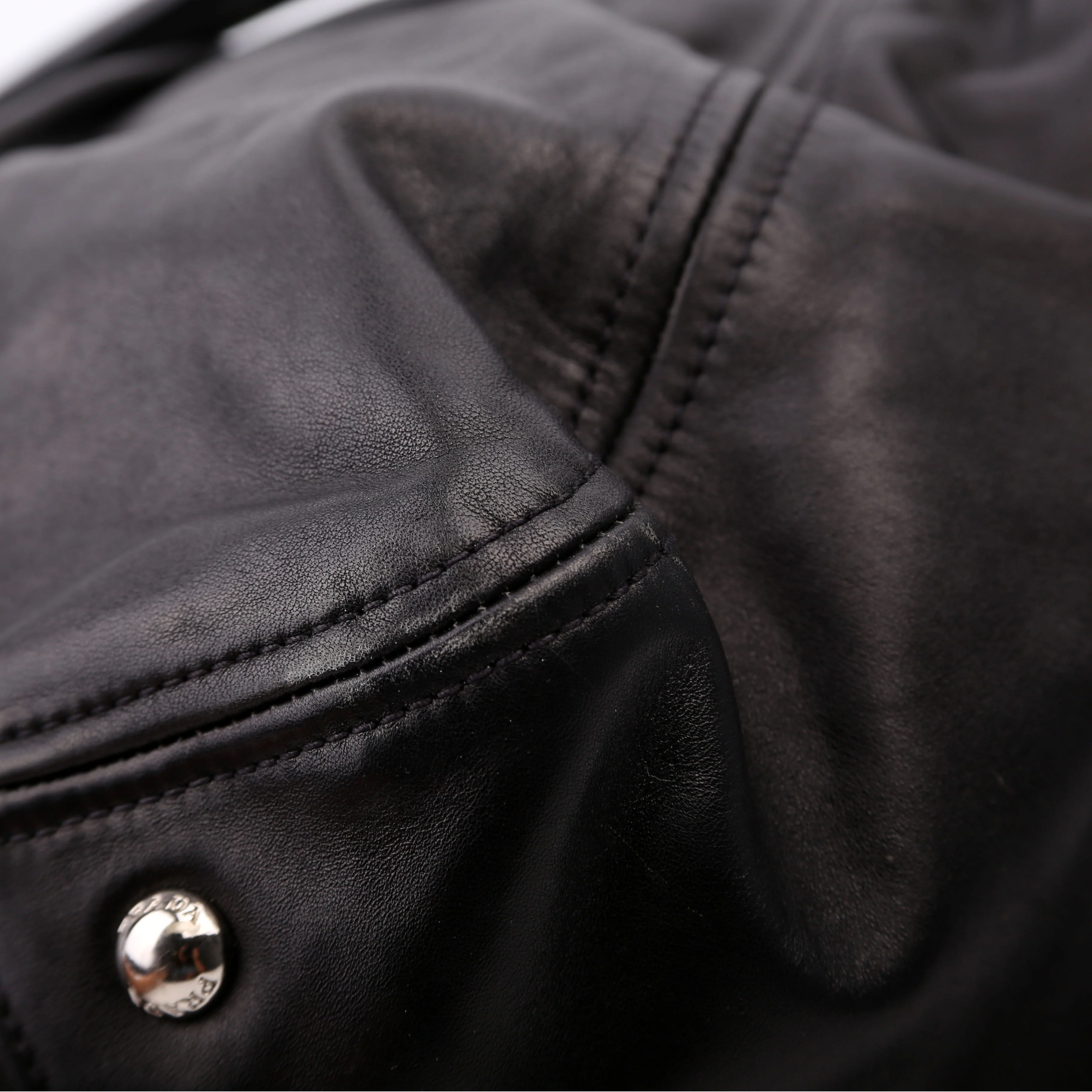 Pleated Soft Calfskin Satchel Black - Image 6