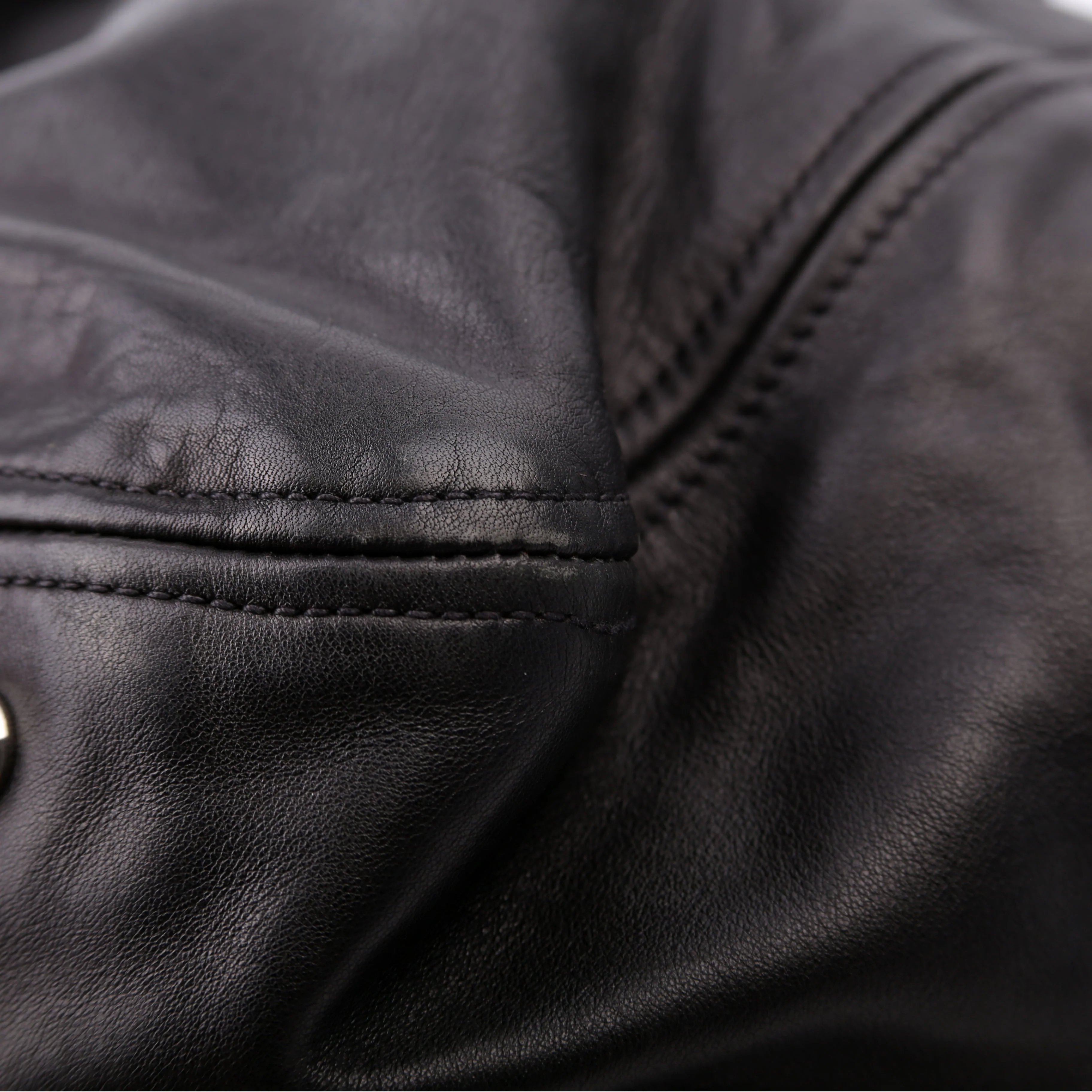 Pleated Soft Calfskin Satchel Black - Image 8