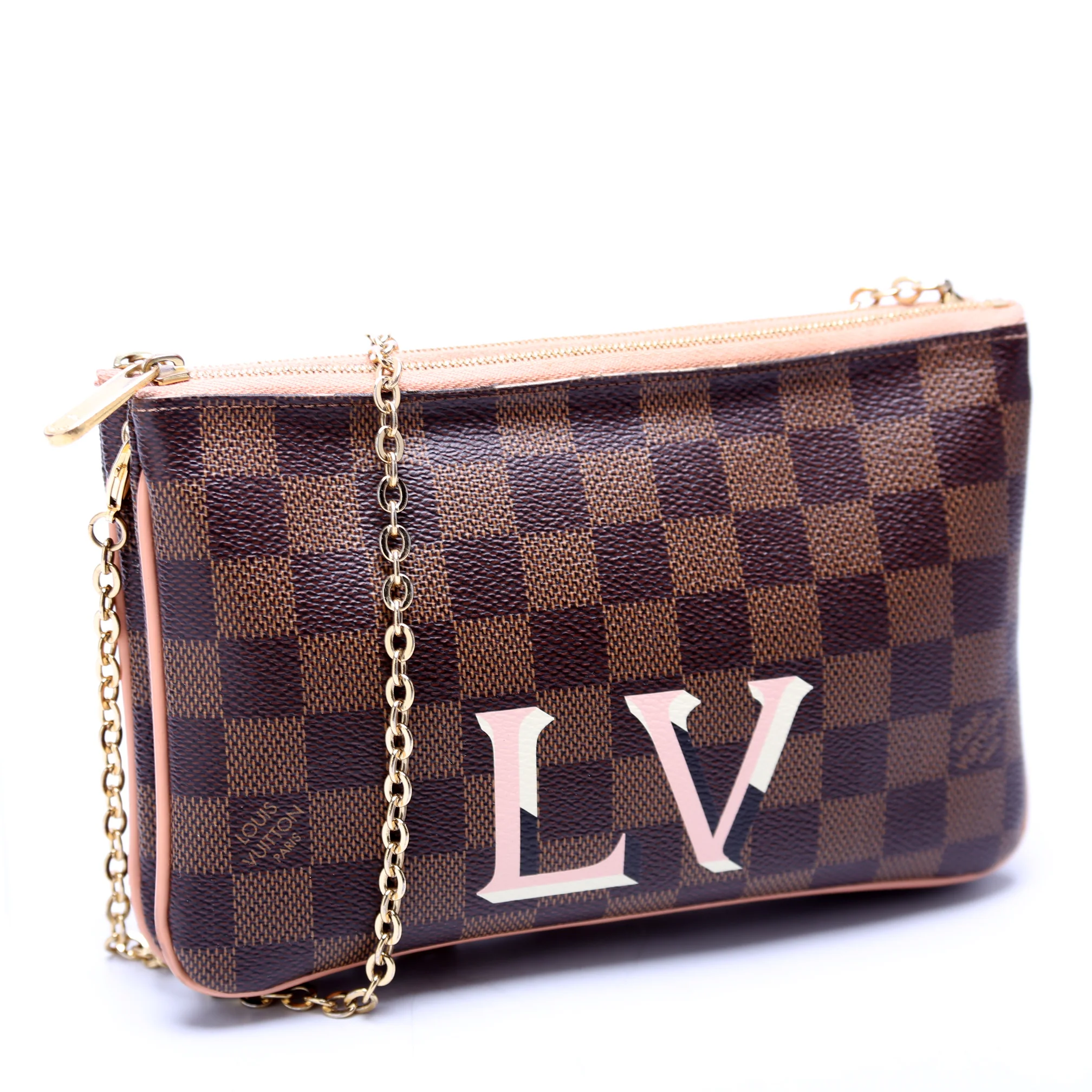 Pochette Double Zip Damier Ebene Peach - Image 2
