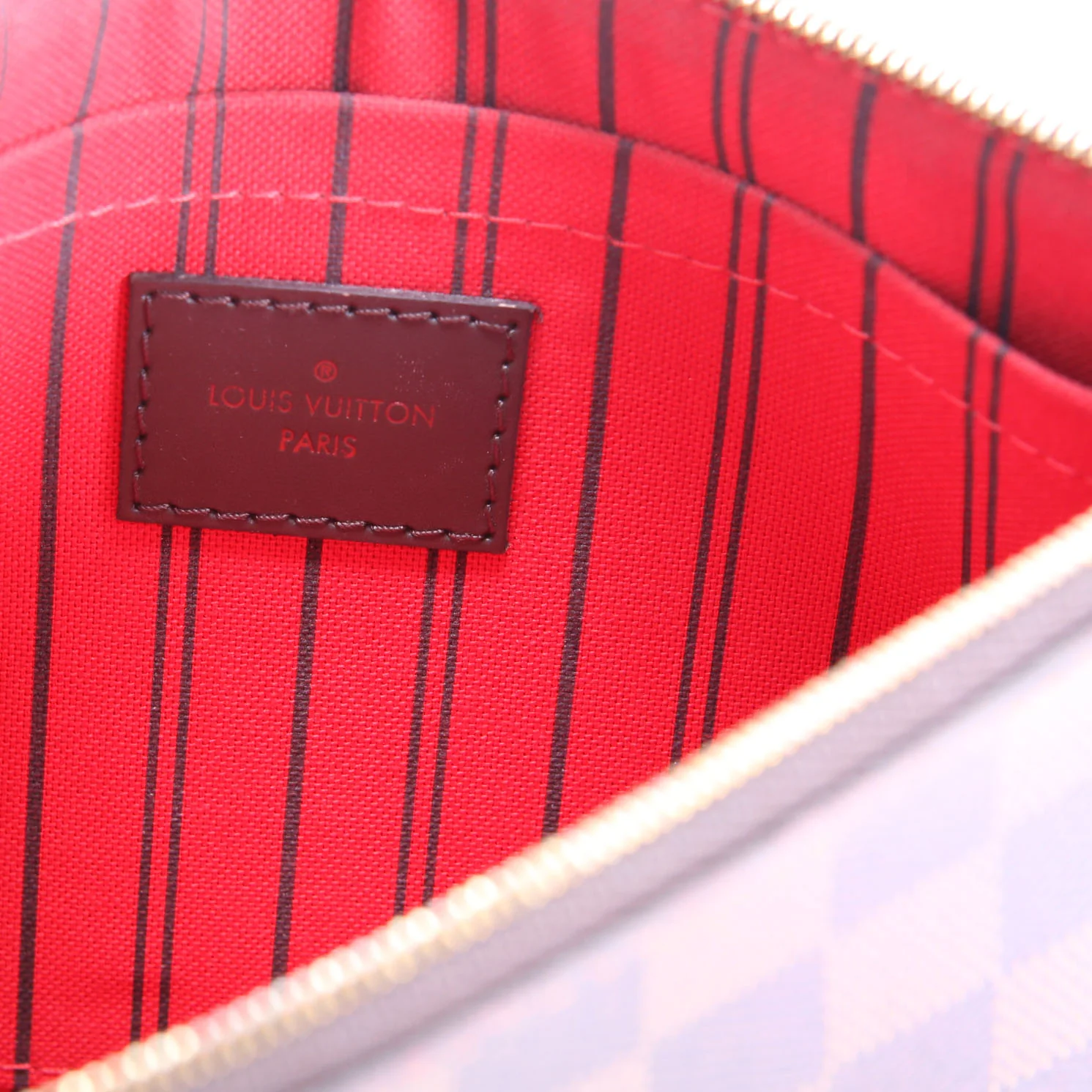 Pochette Only Damier Ebene Neverfull Red - Image 11