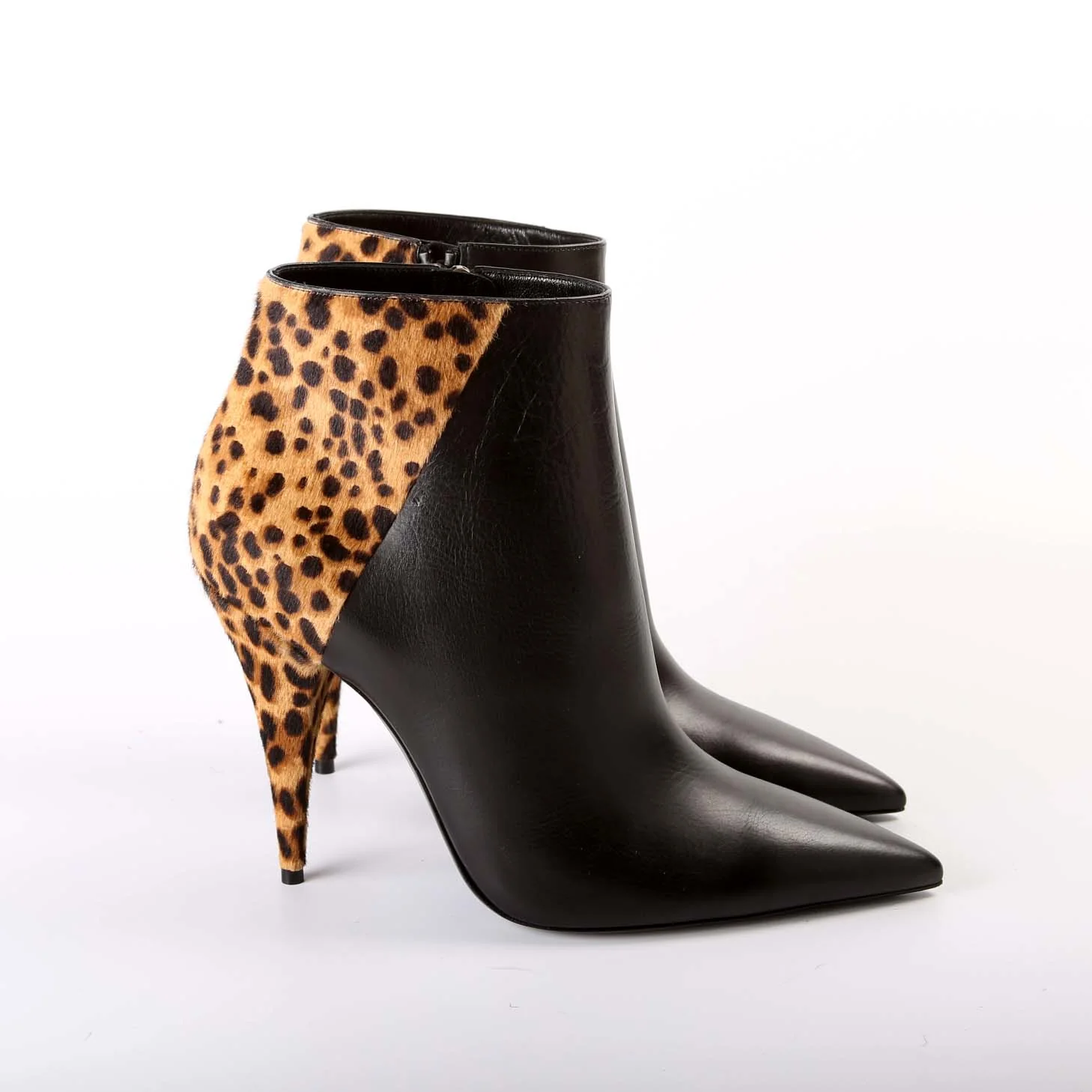 Pointed Toe Leather/Pony Hair Booties Size 39 - Image 5