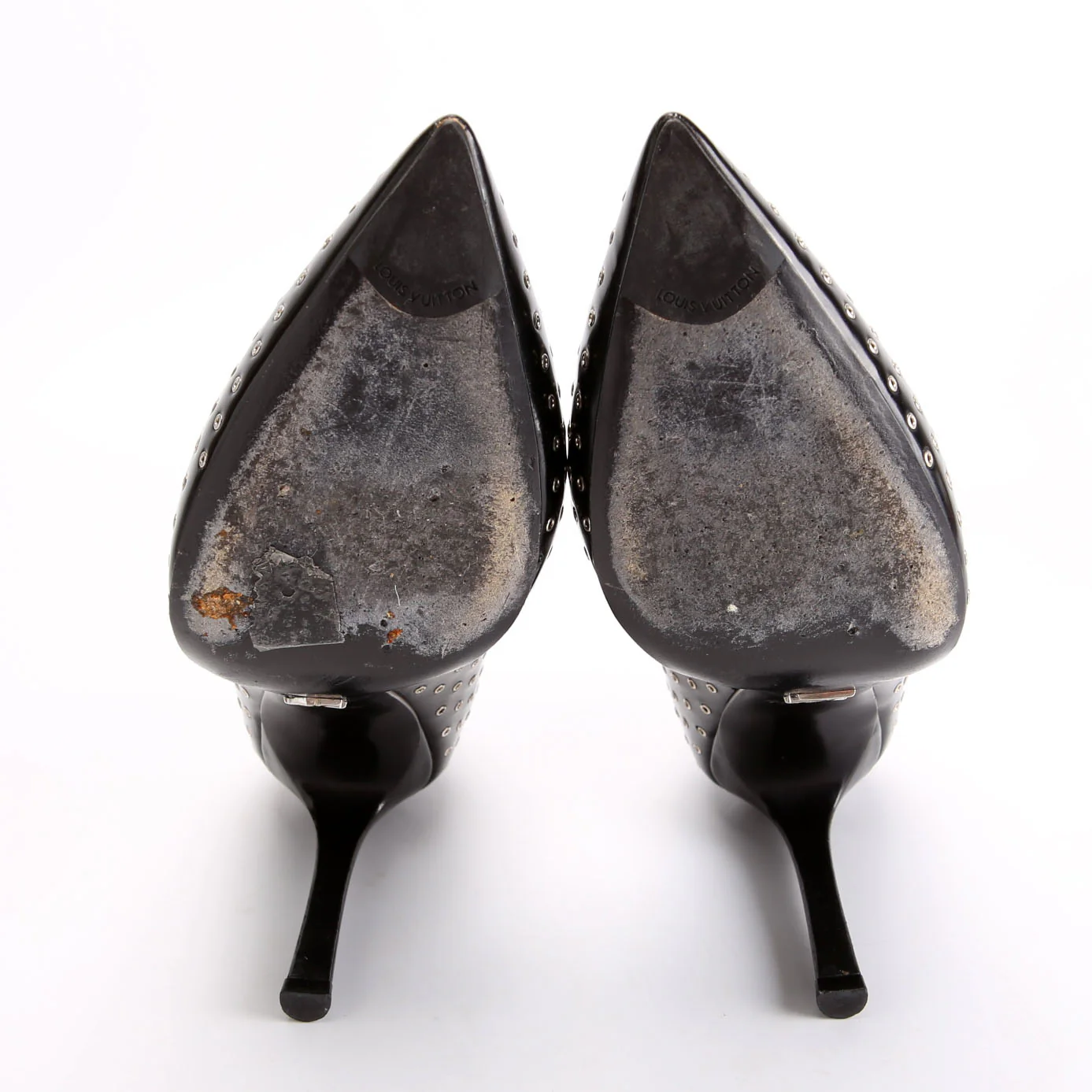 Pointed Toe Leather Pumps Size 39.5 Black - Image 9