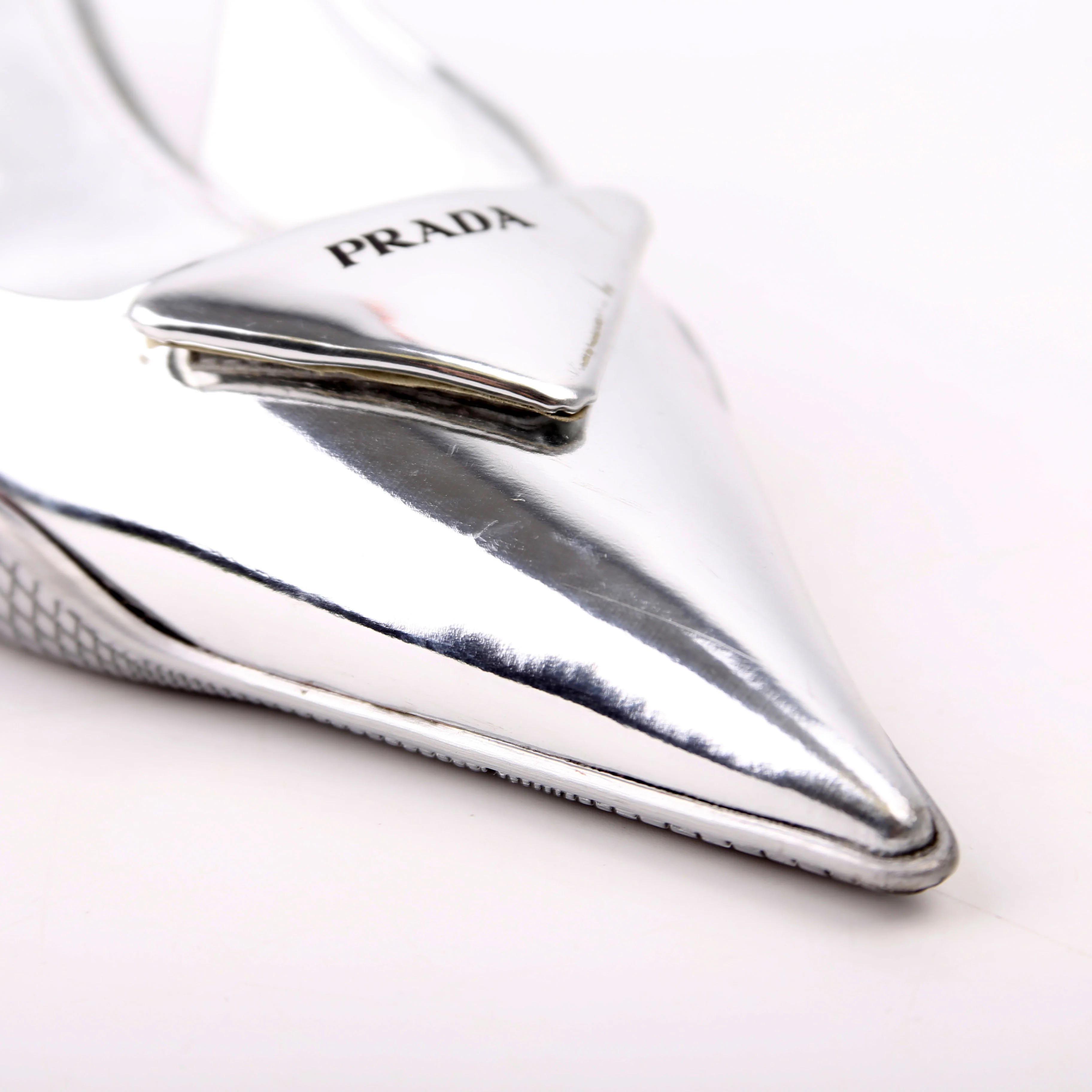 Pointy Toe Slingback Metallic Pumps Size 36.5 Silver - Image 15