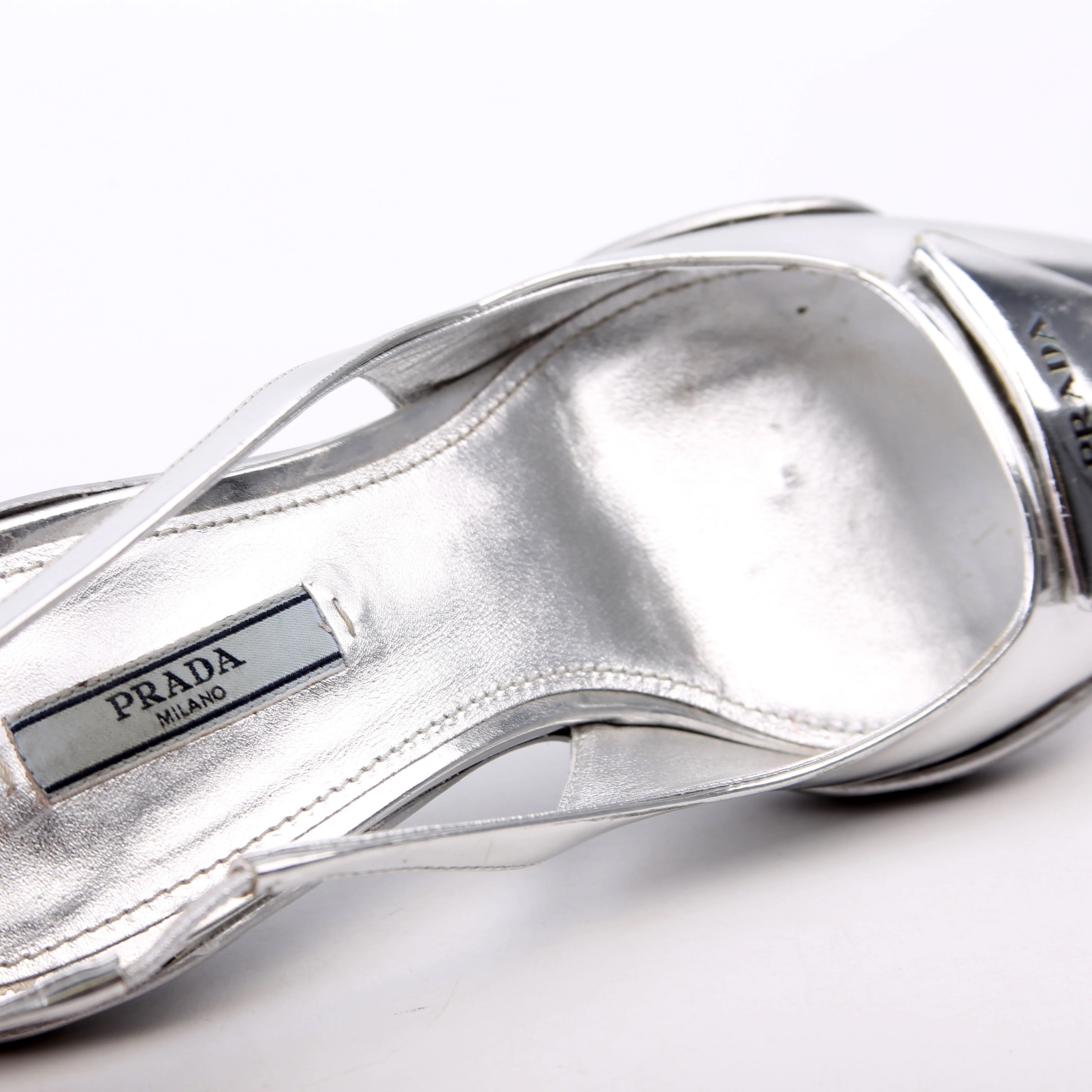 Pointy Toe Slingback Metallic Pumps Size 36.5 Silver - Image 7