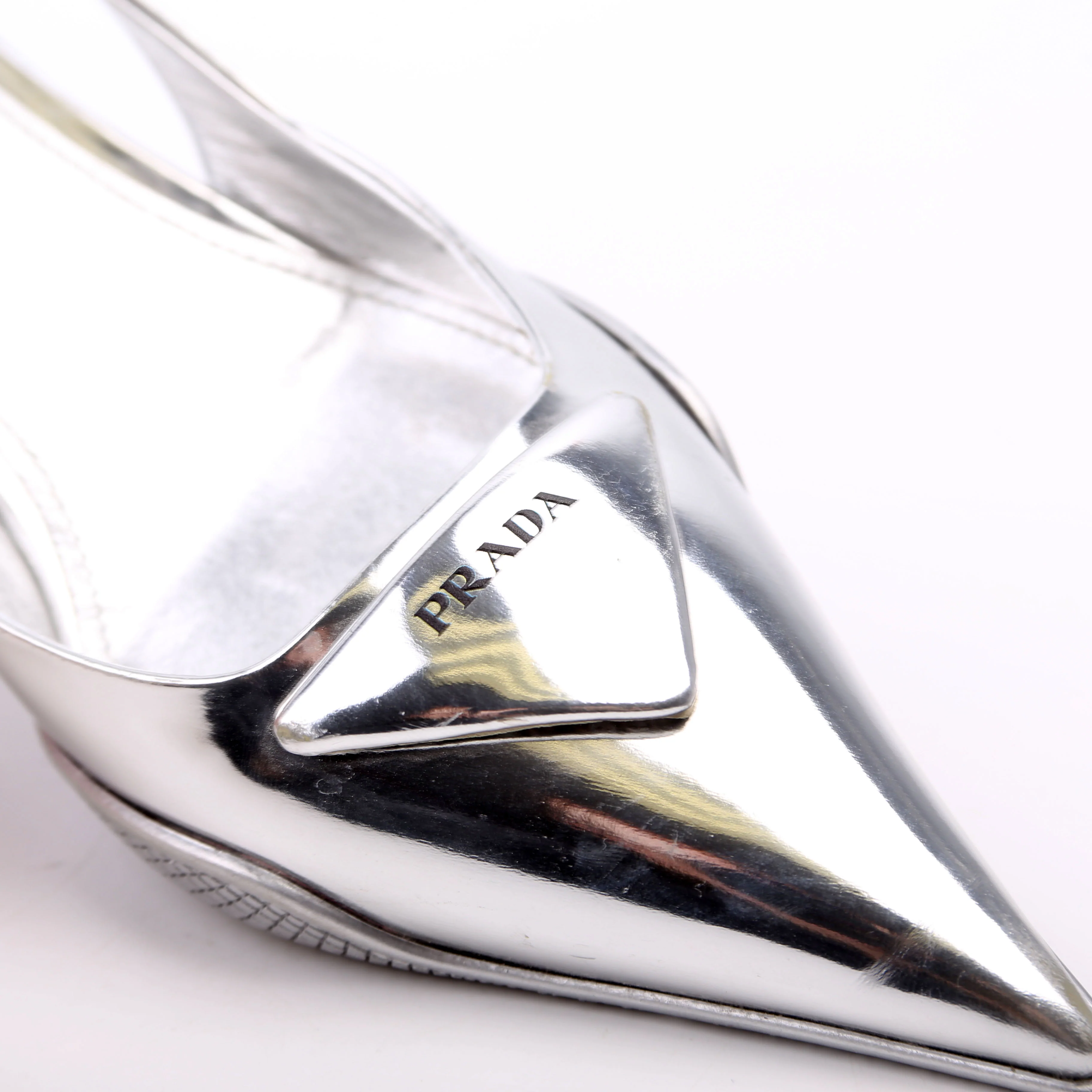 Pointy Toe Slingback Metallic Pumps Size 36.5 Silver - Image 8
