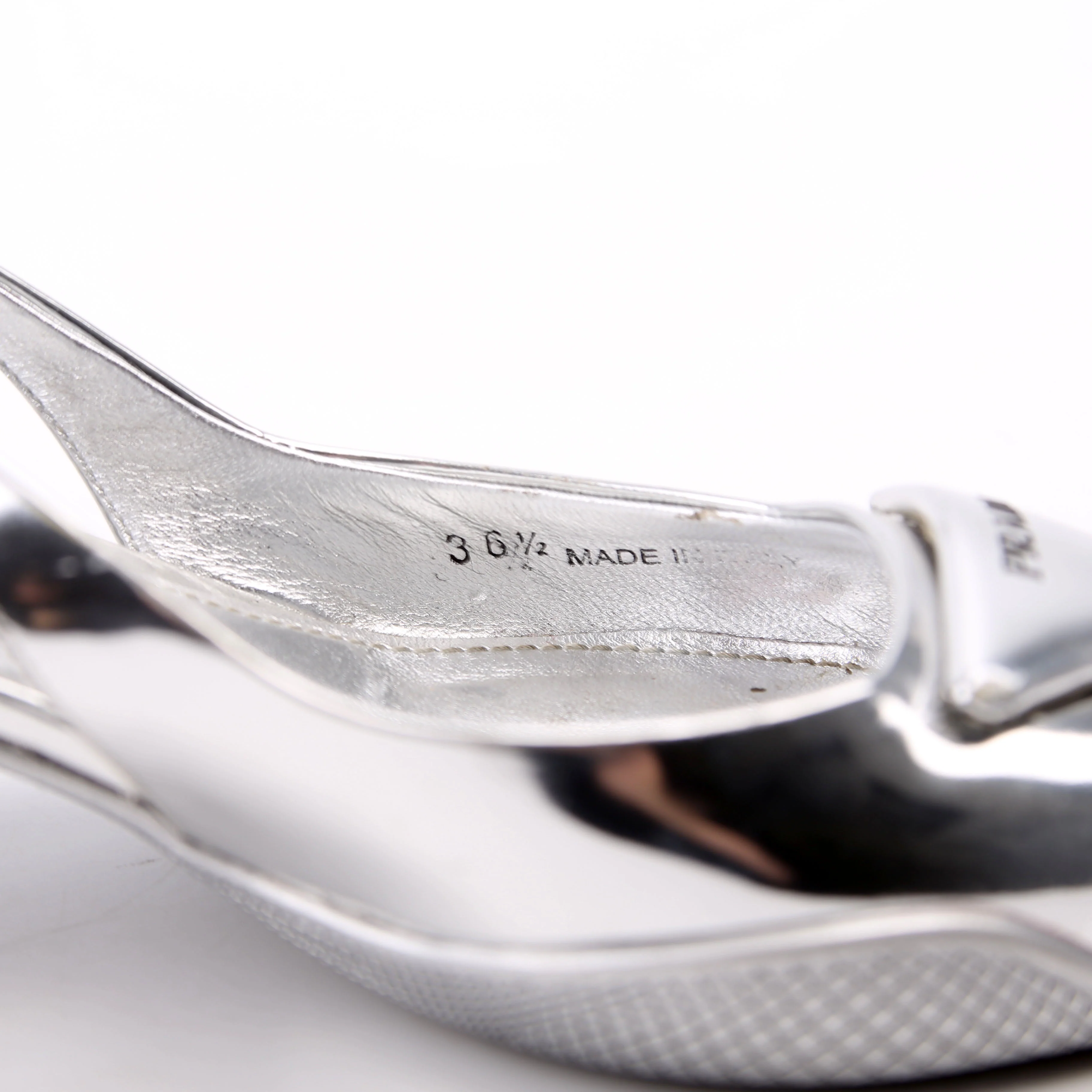 Pointy Toe Slingback Metallic Pumps Size 36.5 Silver - Image 9