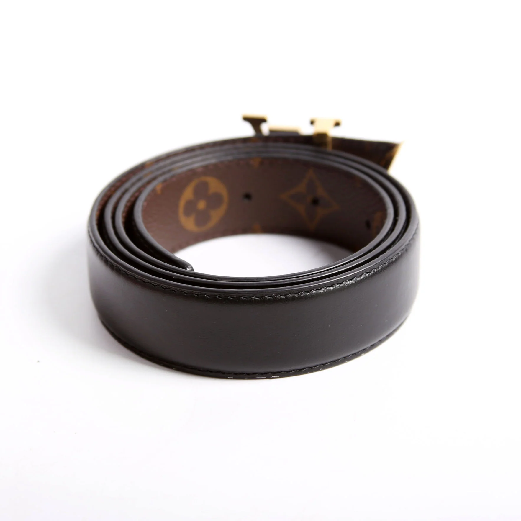 Pretty LV 30MM Reversible Leather/Monogram Belt Size 85/34 Black/Brown - Image 3