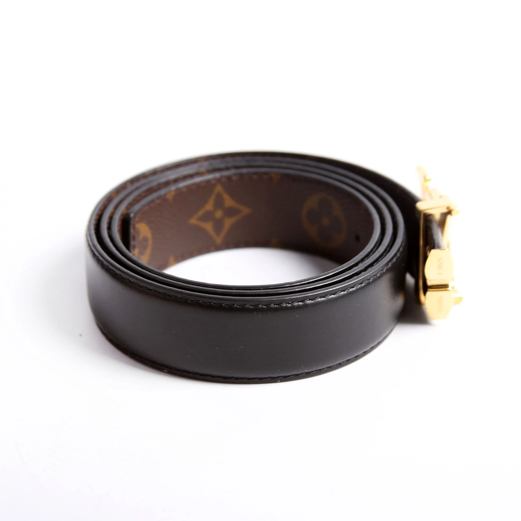 Pretty LV 30MM Reversible Leather/Monogram Belt Size 85/34 Black/Brown - Image 4