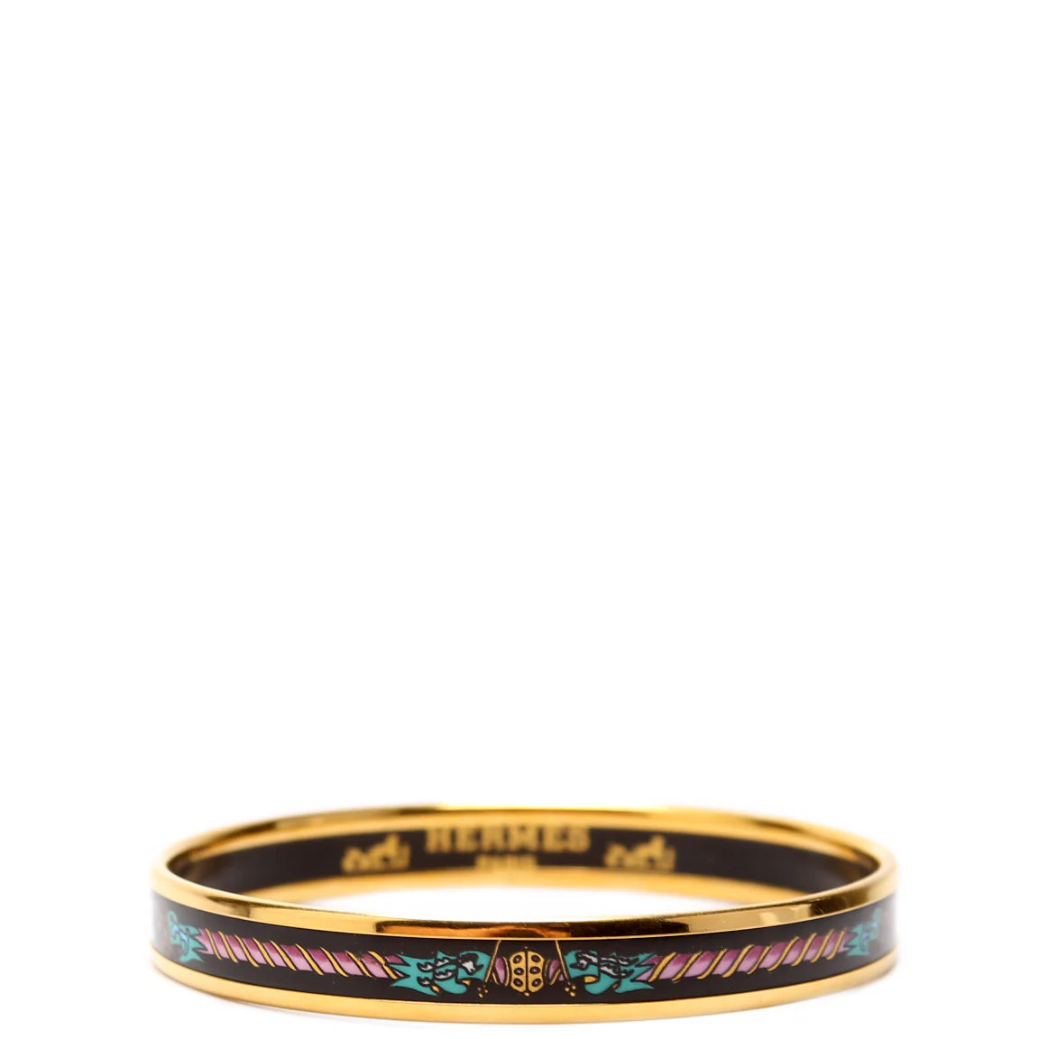 Printed Enamel Bangle Narrow Bracelet
