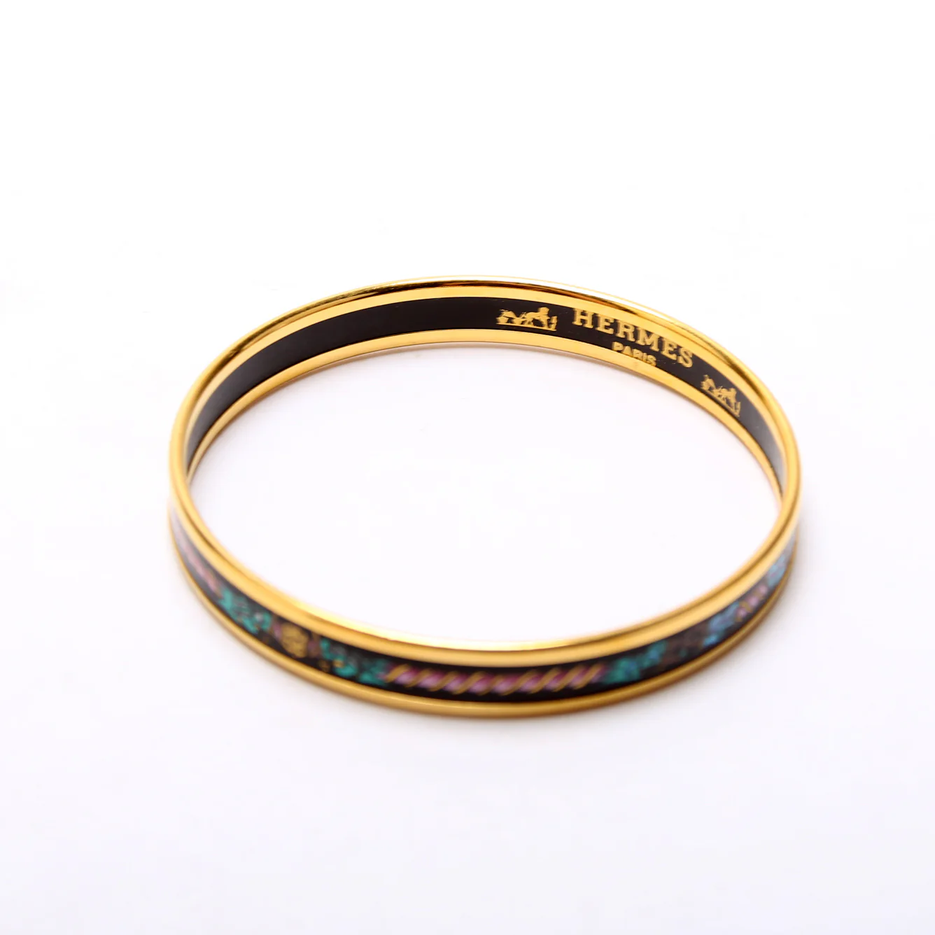 Printed Enamel Bangle Narrow Bracelet - Image 3