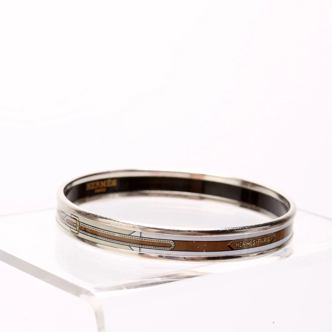 Printed Enamel Narrow Bangle Bracelet - Image 2