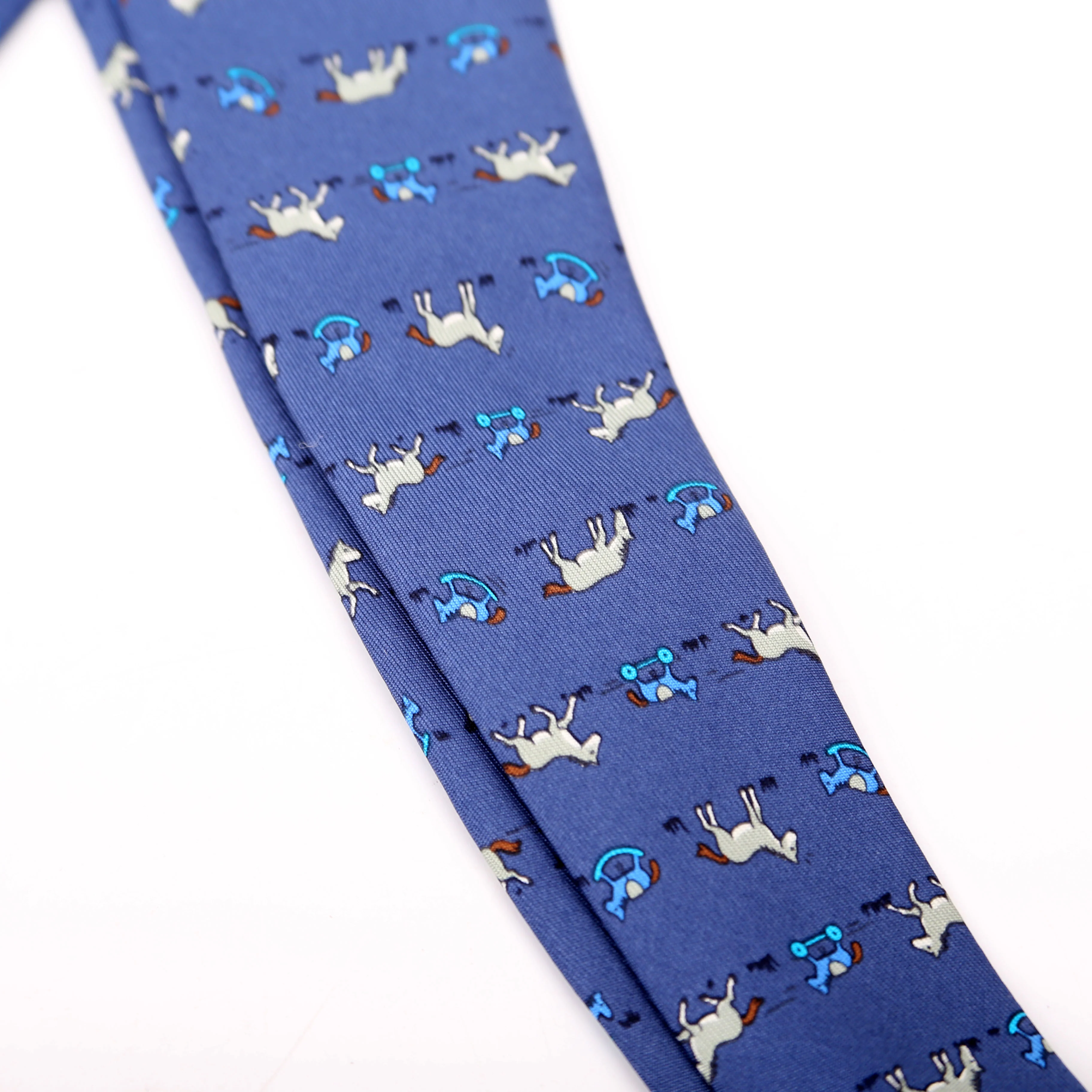 Printed Silk Tie Blue - Image 5