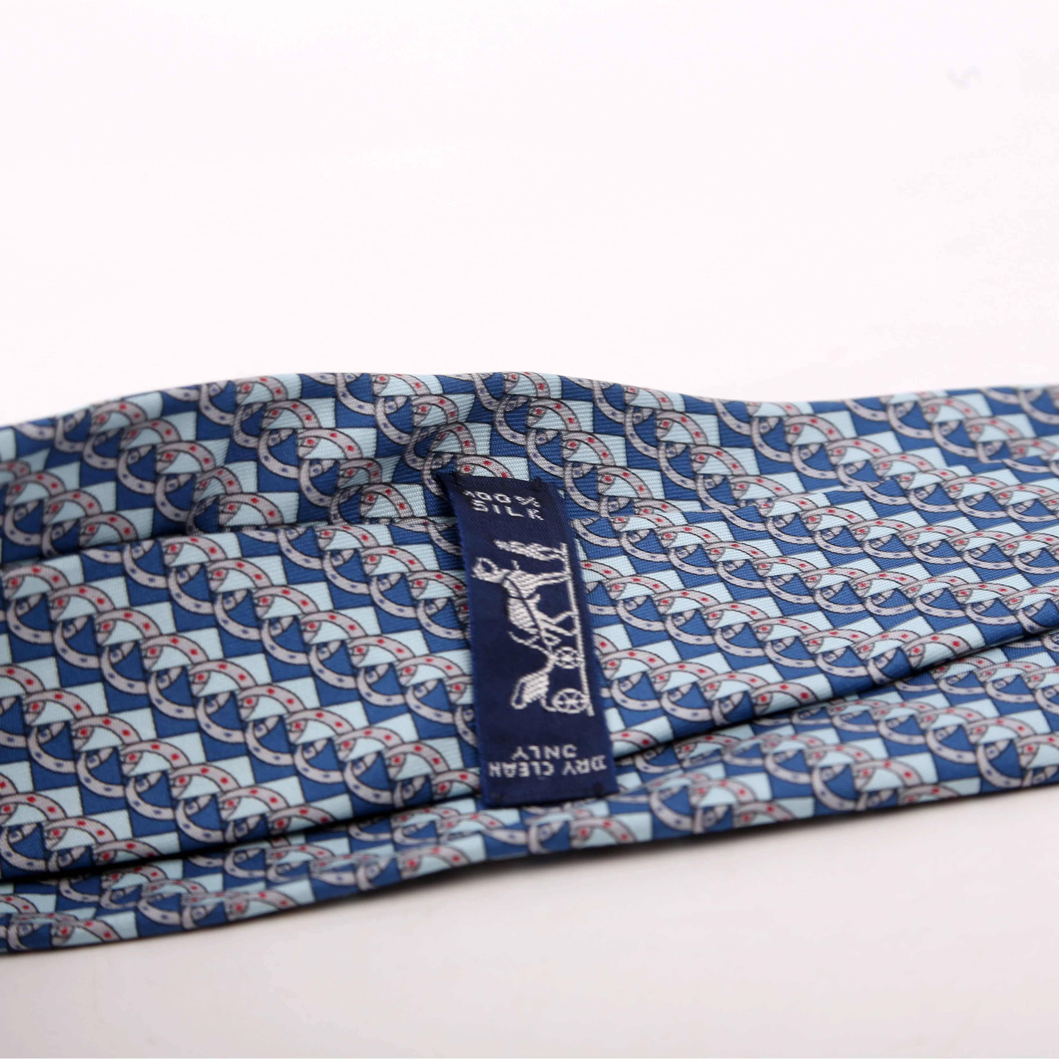 Printed Silk Tie Blue/Grey - Image 2