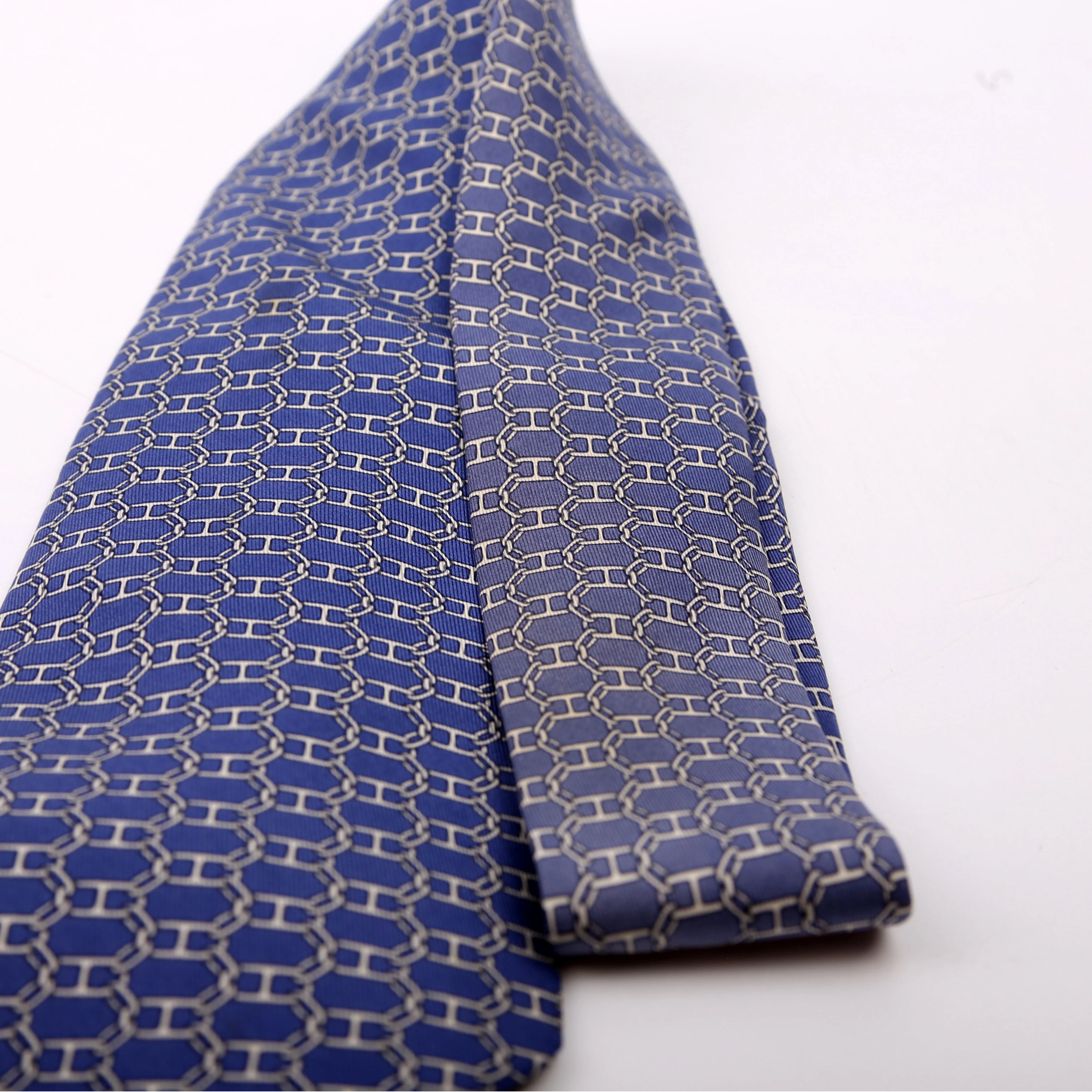 Printed Silk Tie Blue/Grey - Image 2