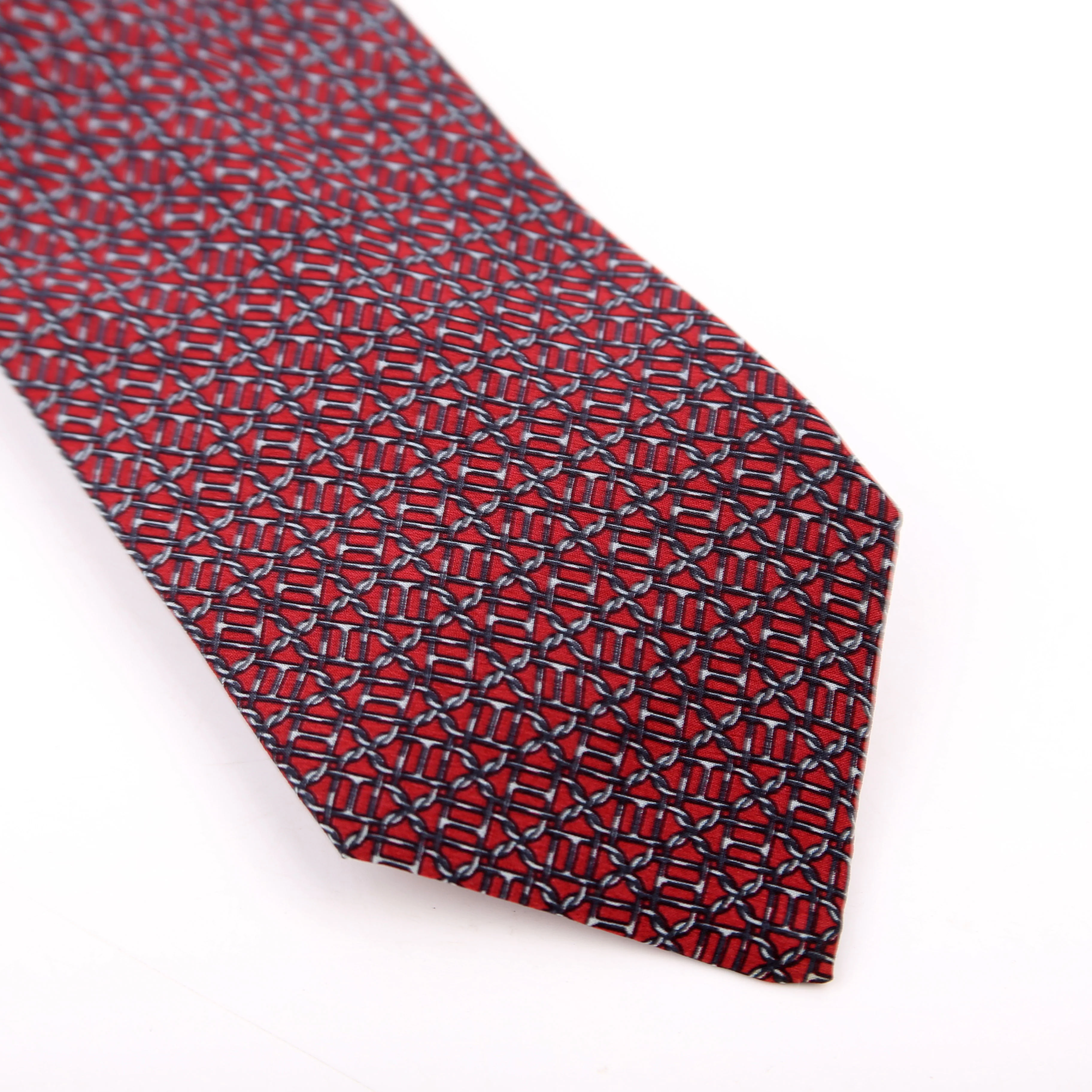 Printed Silk Tie Burgundy - Image 2