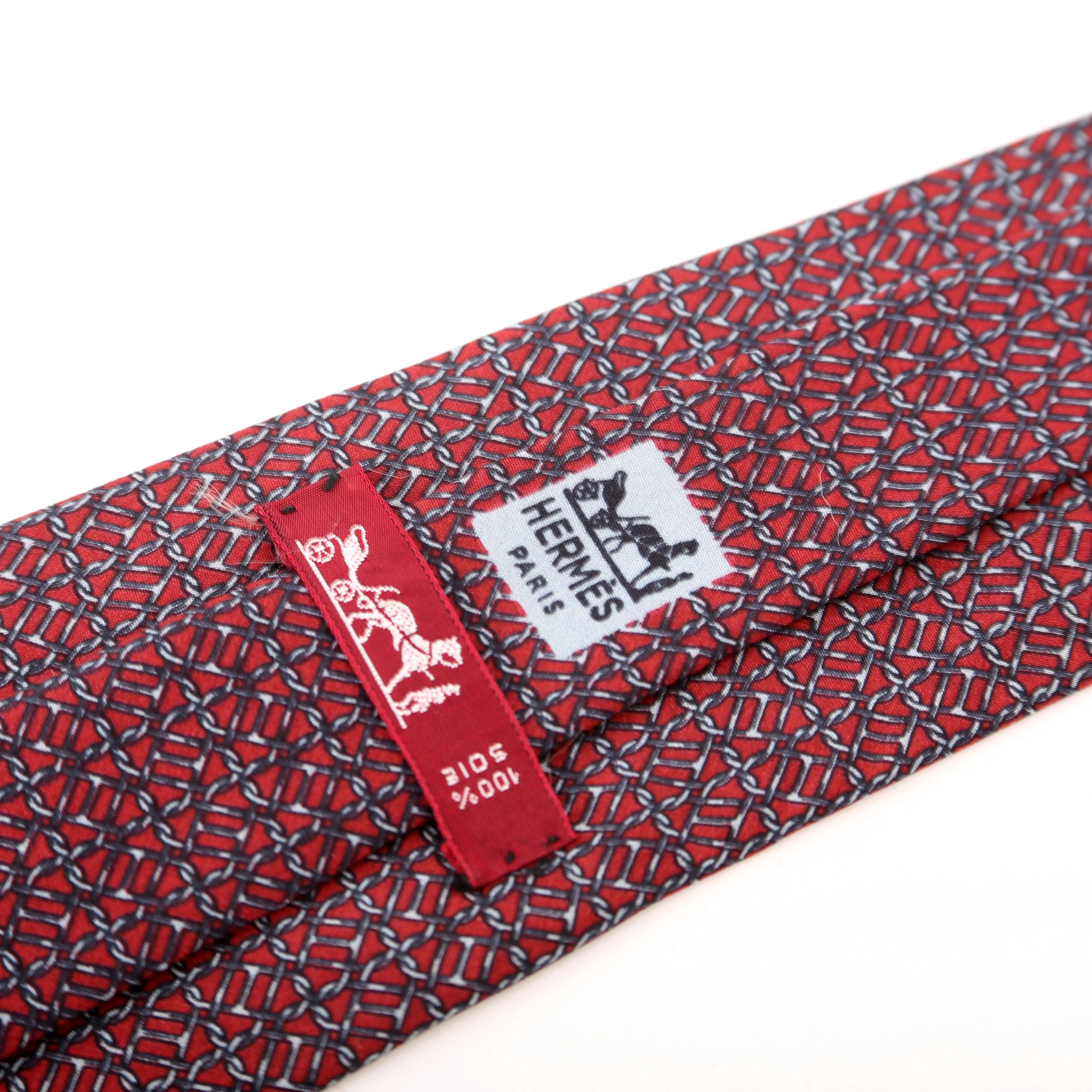 Printed Silk Tie Burgundy - Image 3