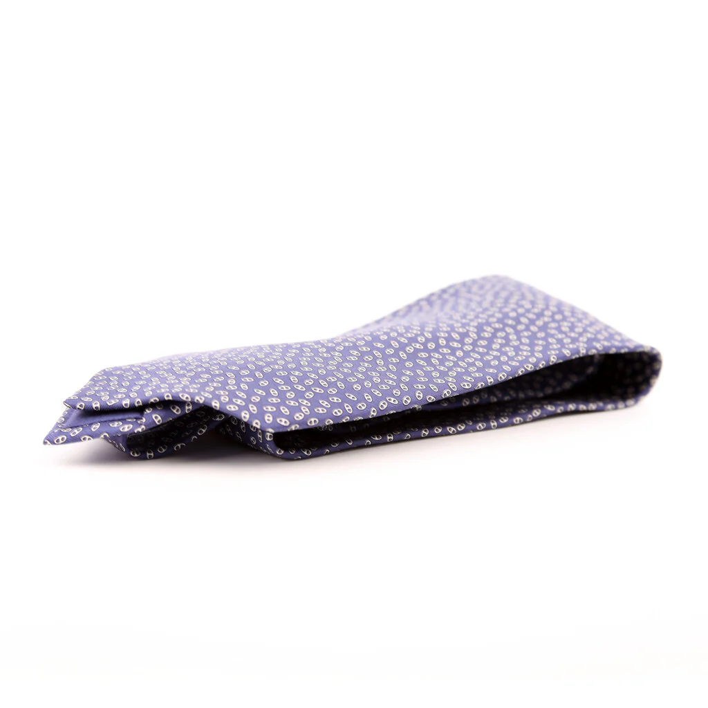 Printed Silk Tie Navy - Image 2