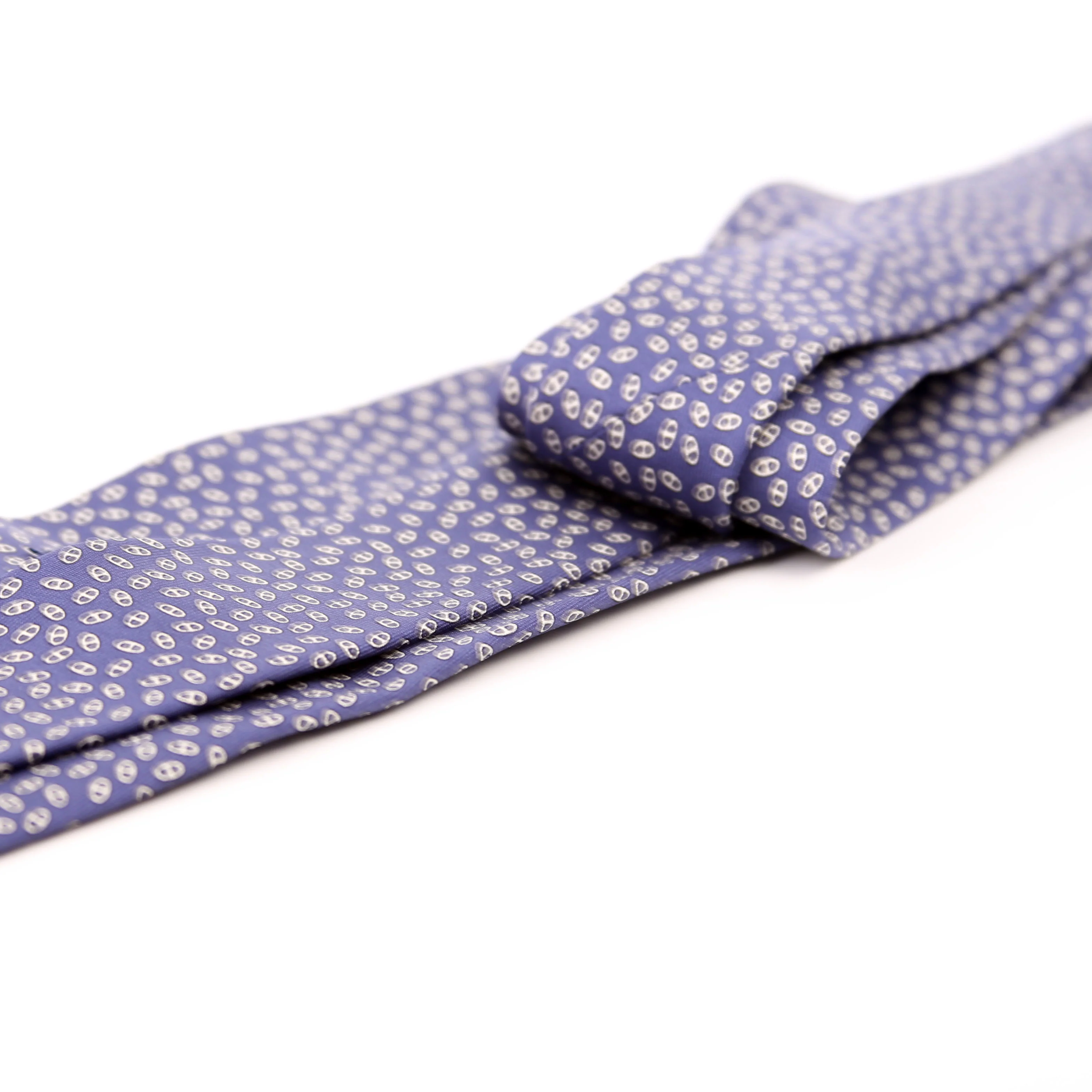 Printed Silk Tie Navy - Image 3
