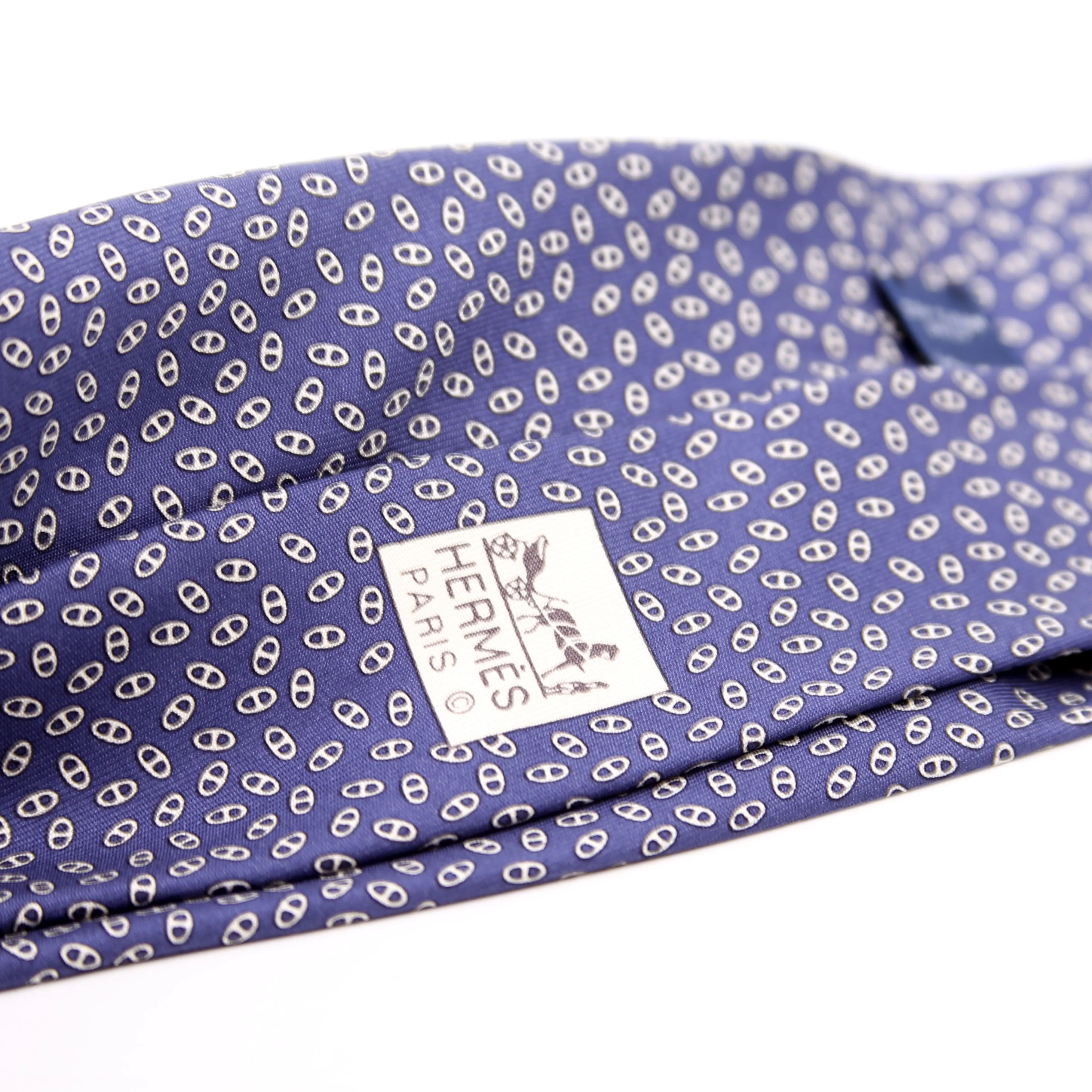 Printed Silk Tie Navy - Image 4