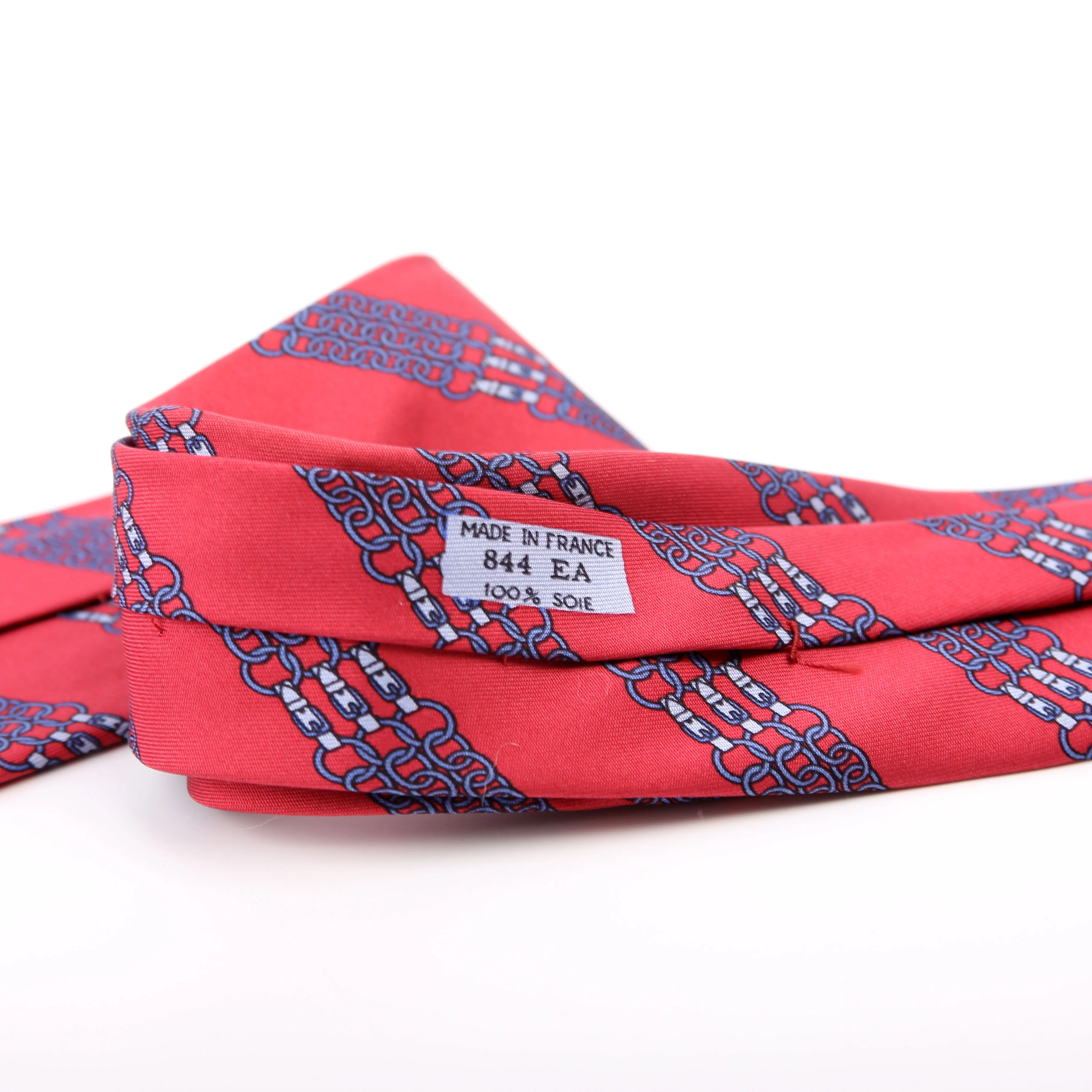 Printed Silk Tie Red/Blue - Image 4