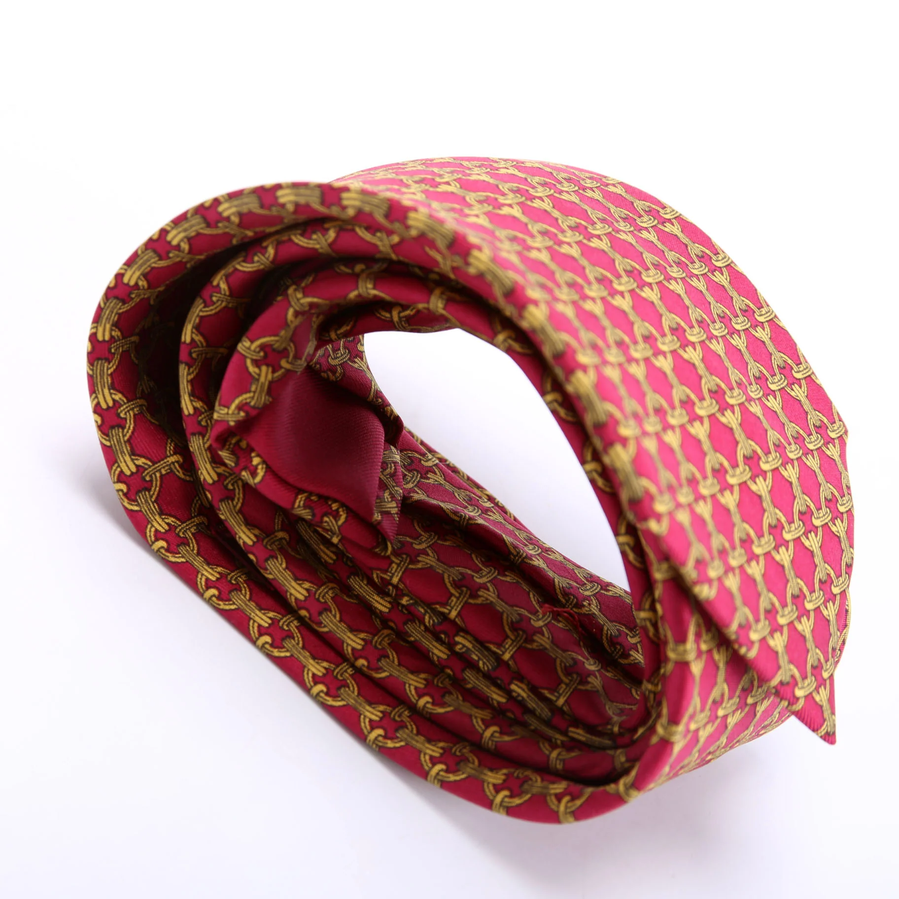 Printed Silk Tie Red/Gold - Image 3