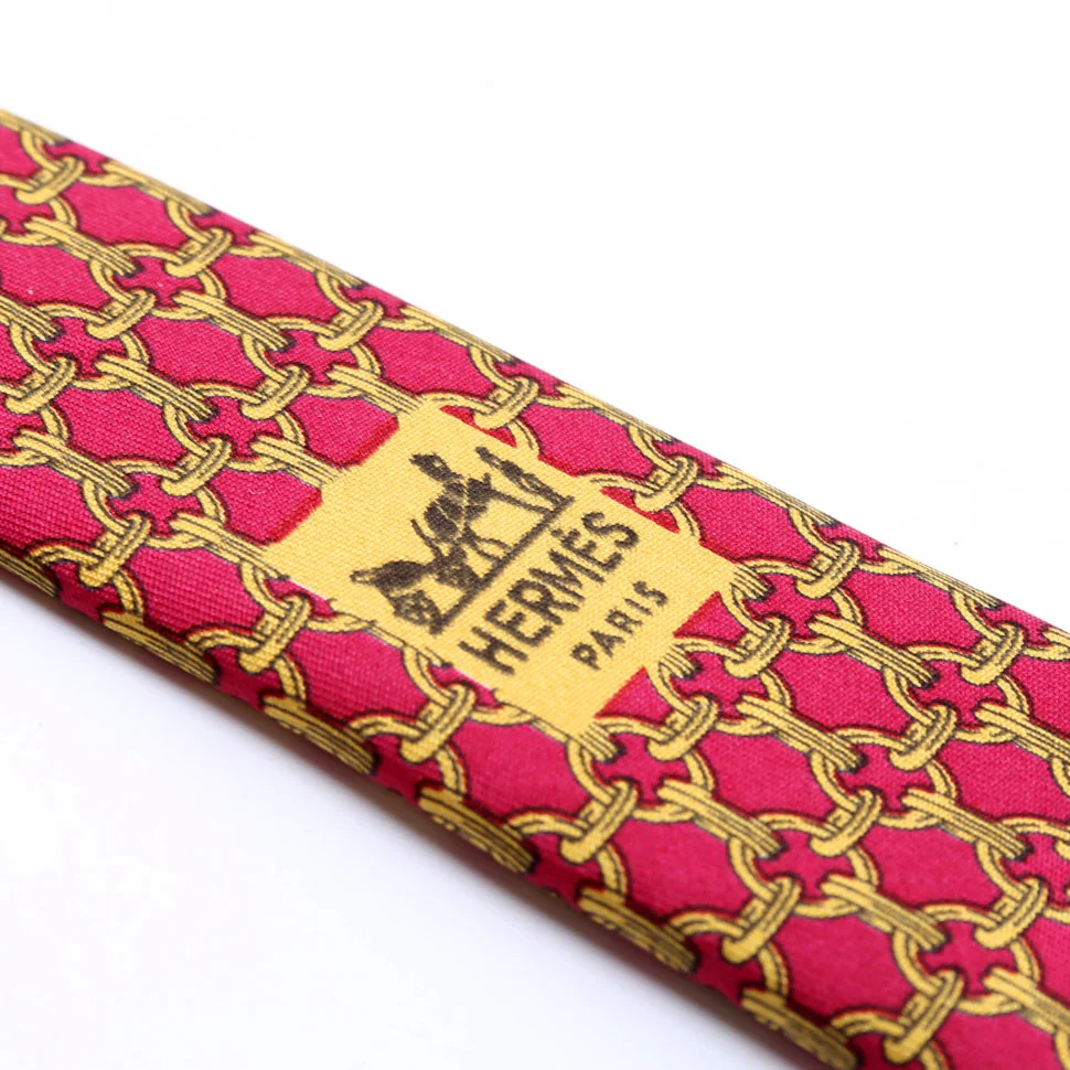 Printed Silk Tie Red/Gold - Image 4