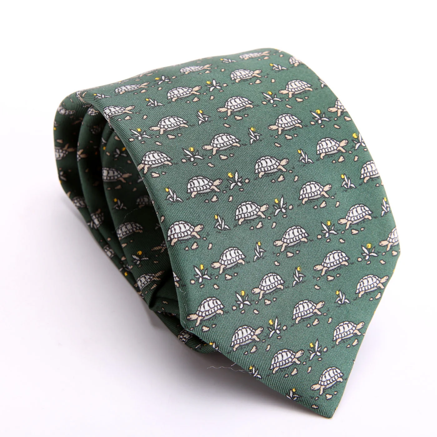 Printed Silk Turtle Tie Green - Image 2