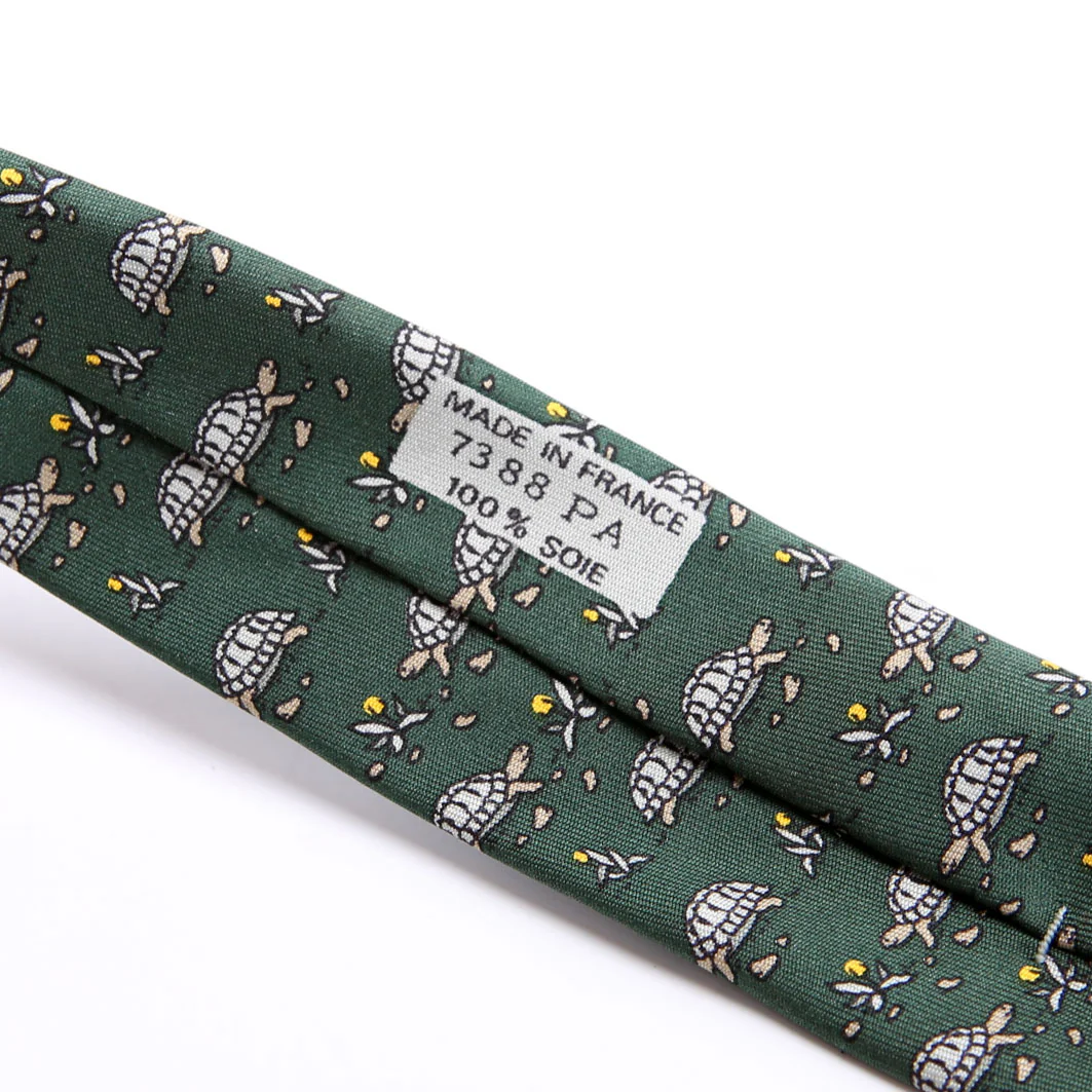 Printed Silk Turtle Tie Green - Image 4