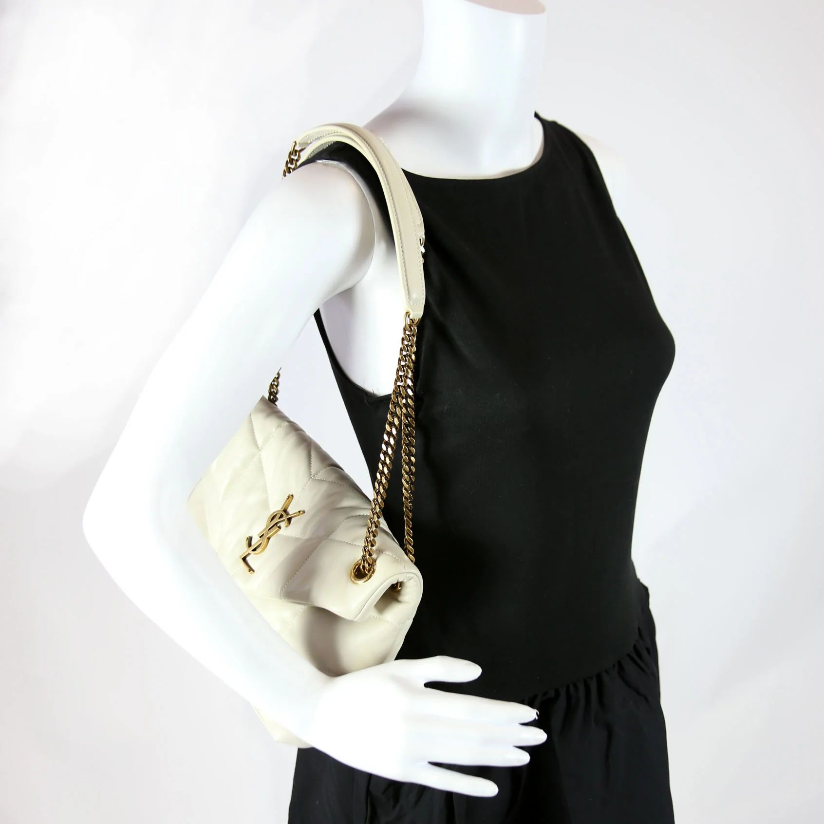 Puffer Quilted Small Lambskin 577476 Cream - Image 11