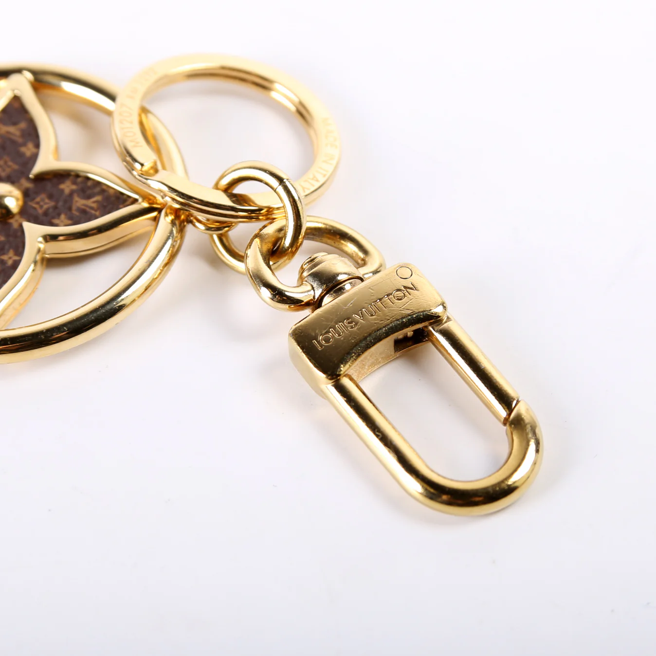 Puzzle Flower Monogram Key Ring Bag Charm Gold - Image 4