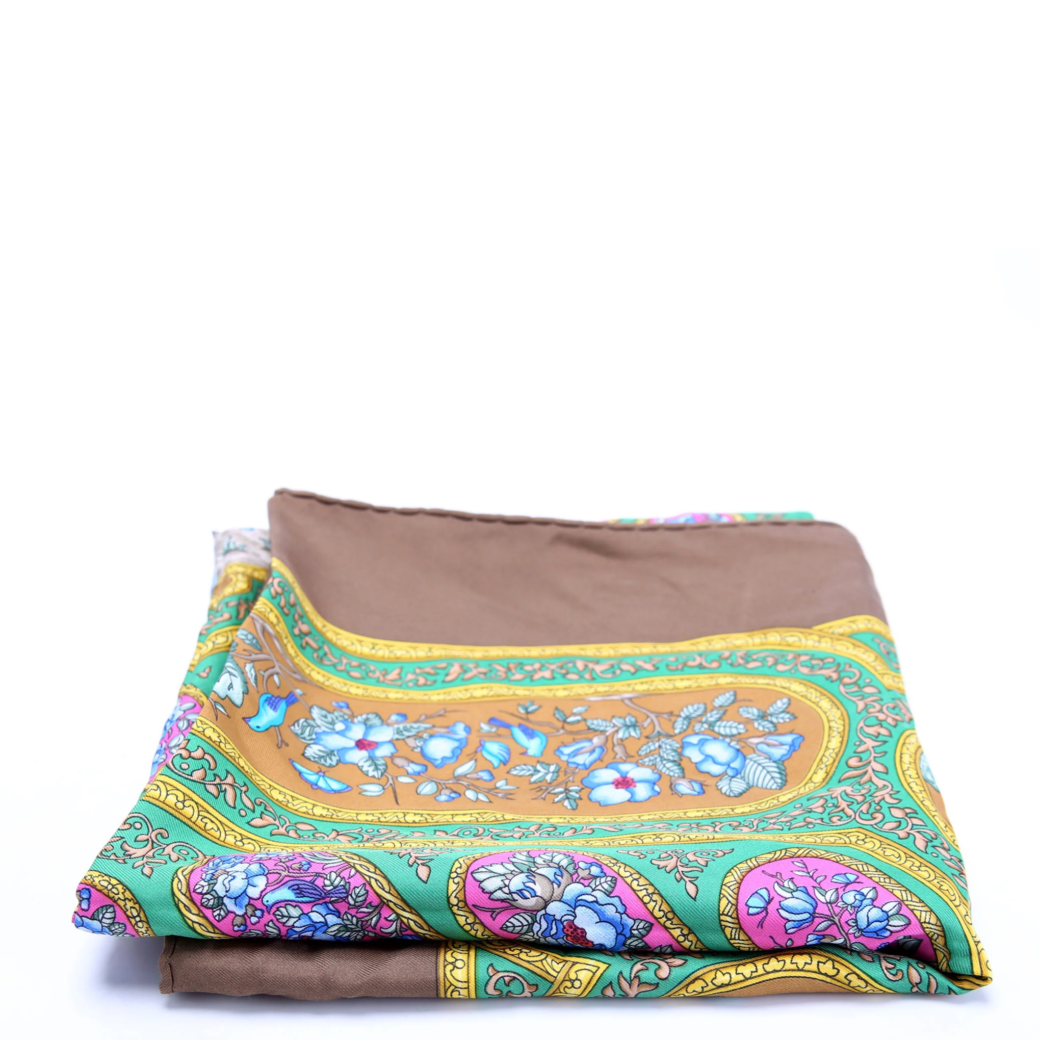 Qalamdan 90 Silk Scarf Brown/Multicolor - Image 4