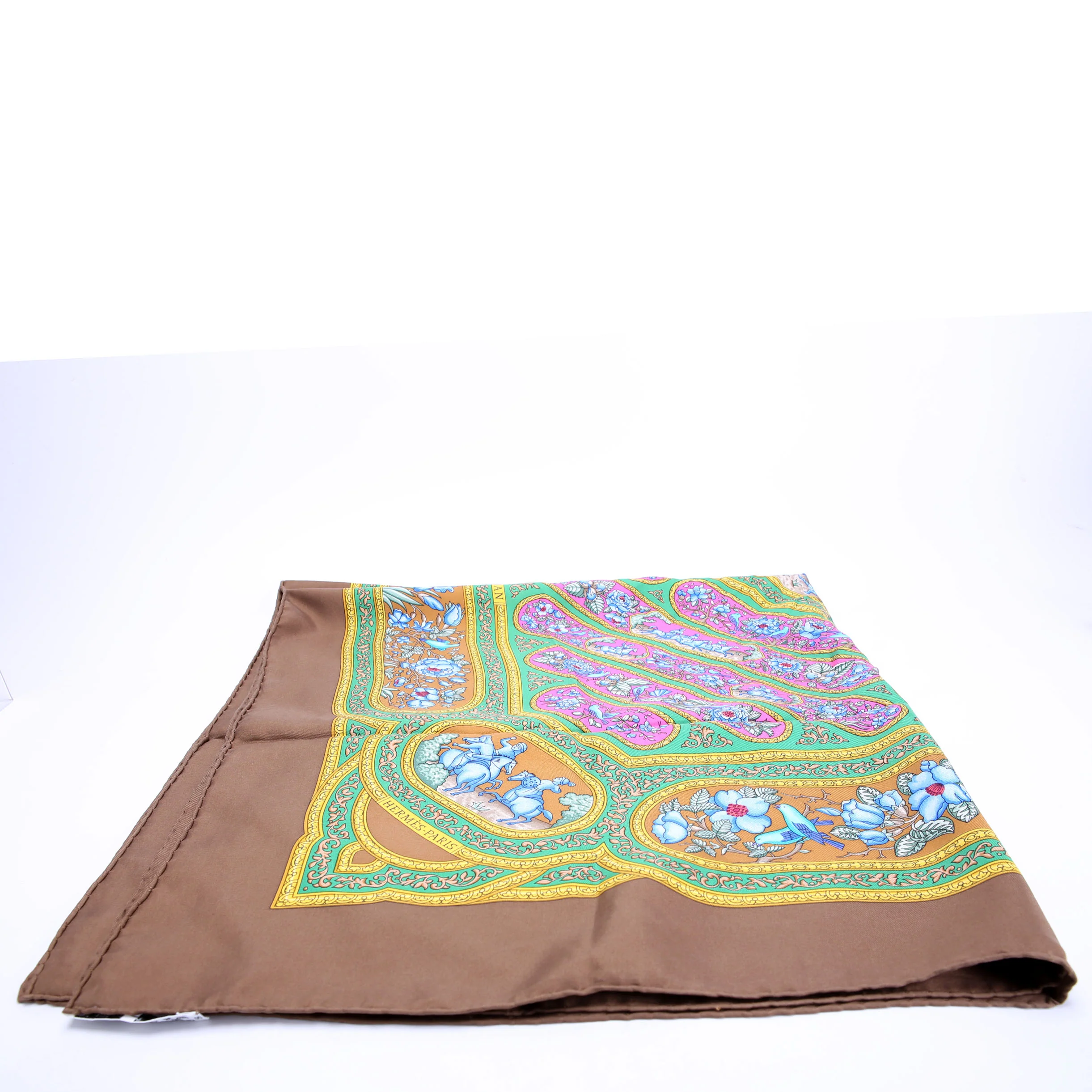 Qalamdan 90 Silk Scarf Brown/Multicolor - Image 7