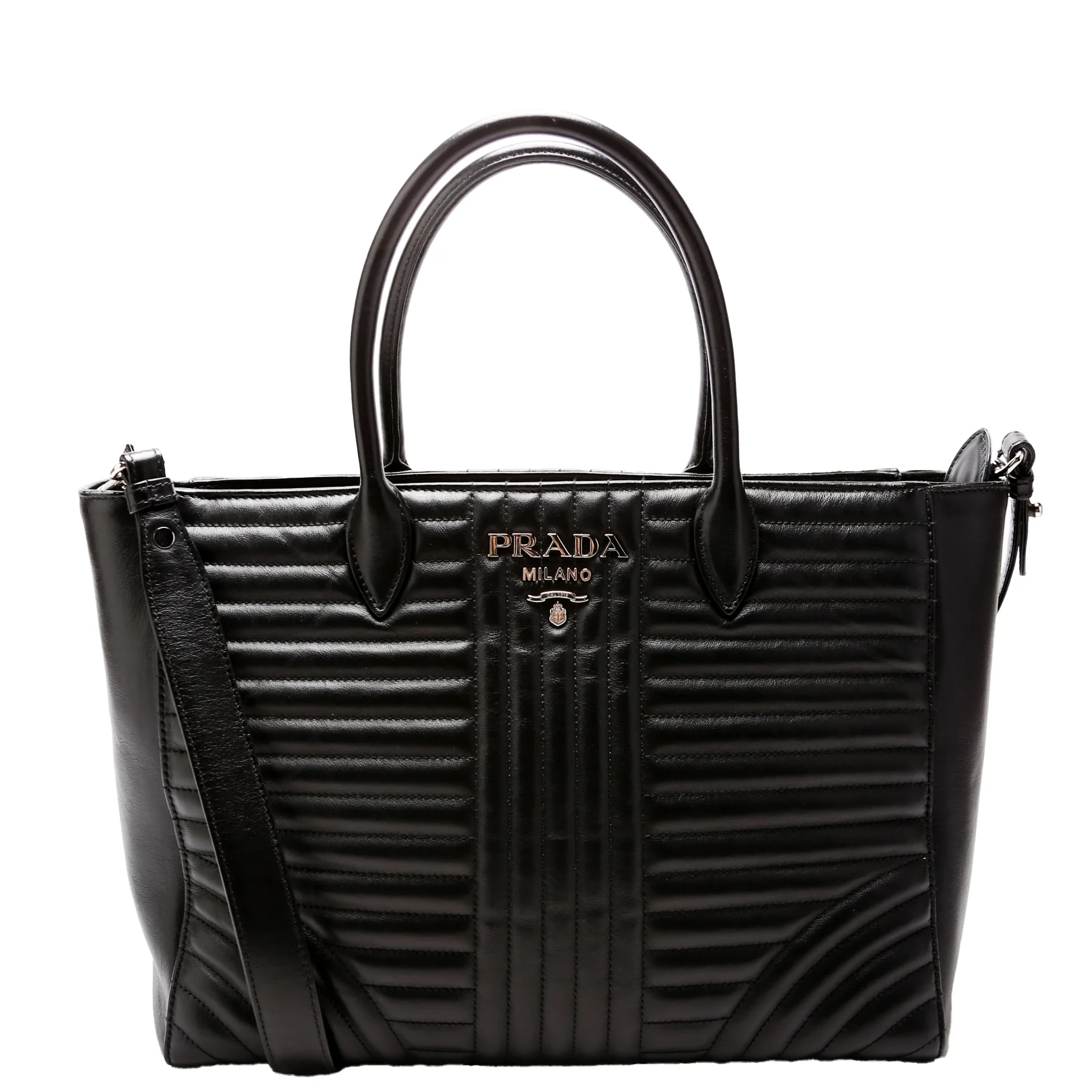 Quilted Calfskin Diagramme Tote 1BA195 Black