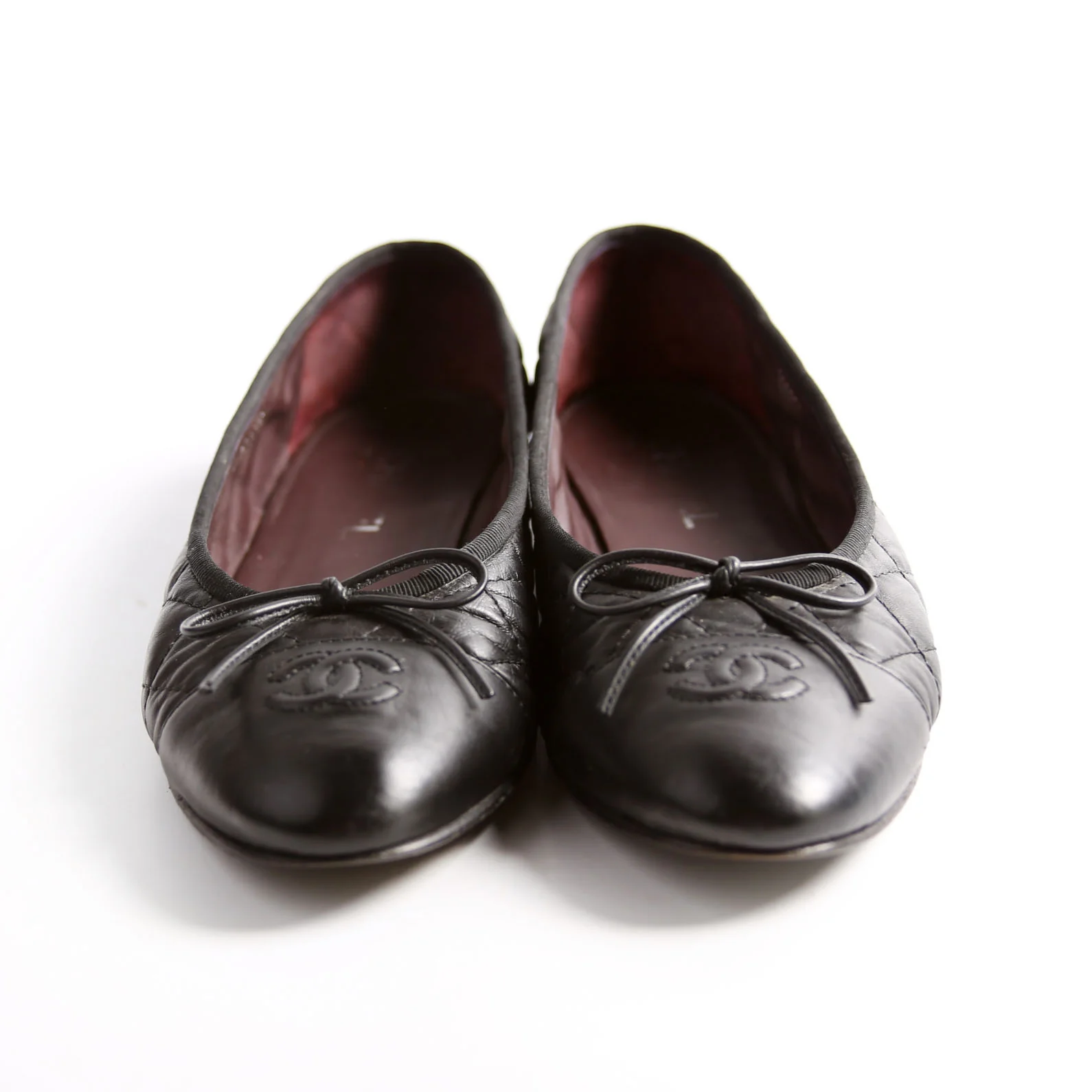 Quilted CC Cap Toe Ballet Flats Size 39 Black - Image 2