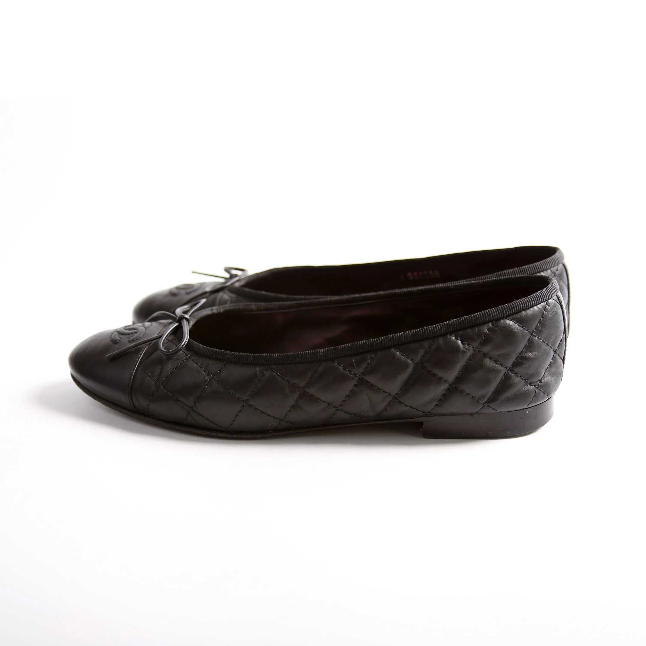 Quilted CC Cap Toe Ballet Flats Size 39 Black - Image 3